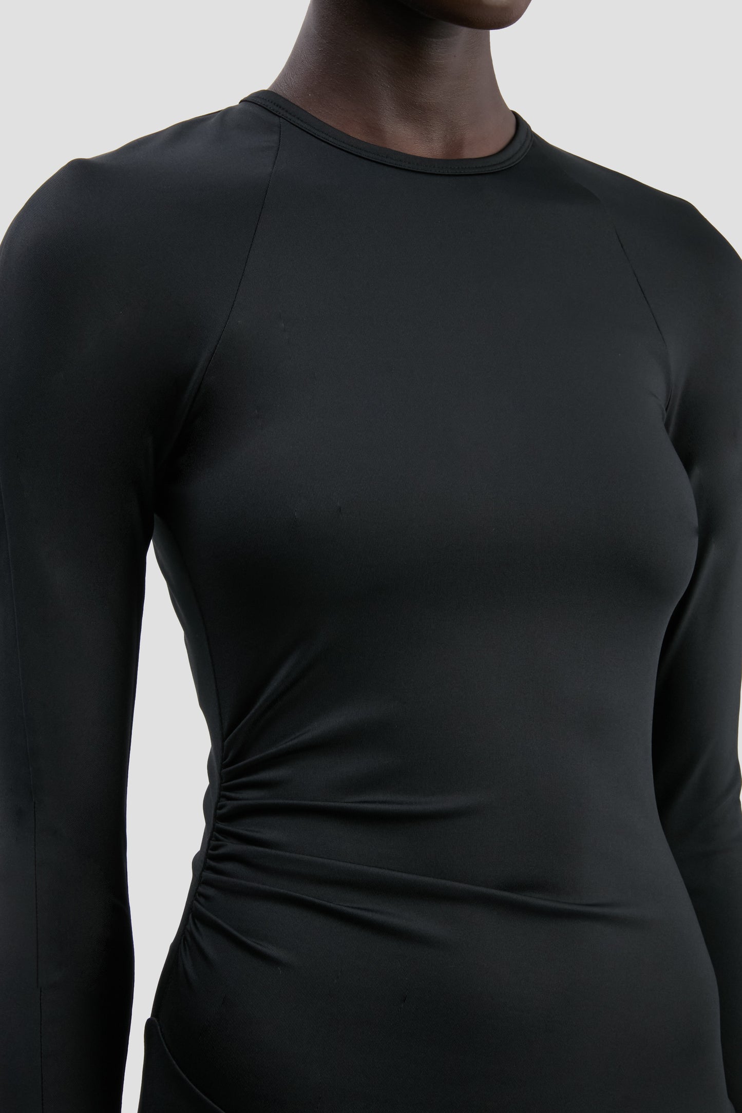 Long Sleeve Midi Dress In Black