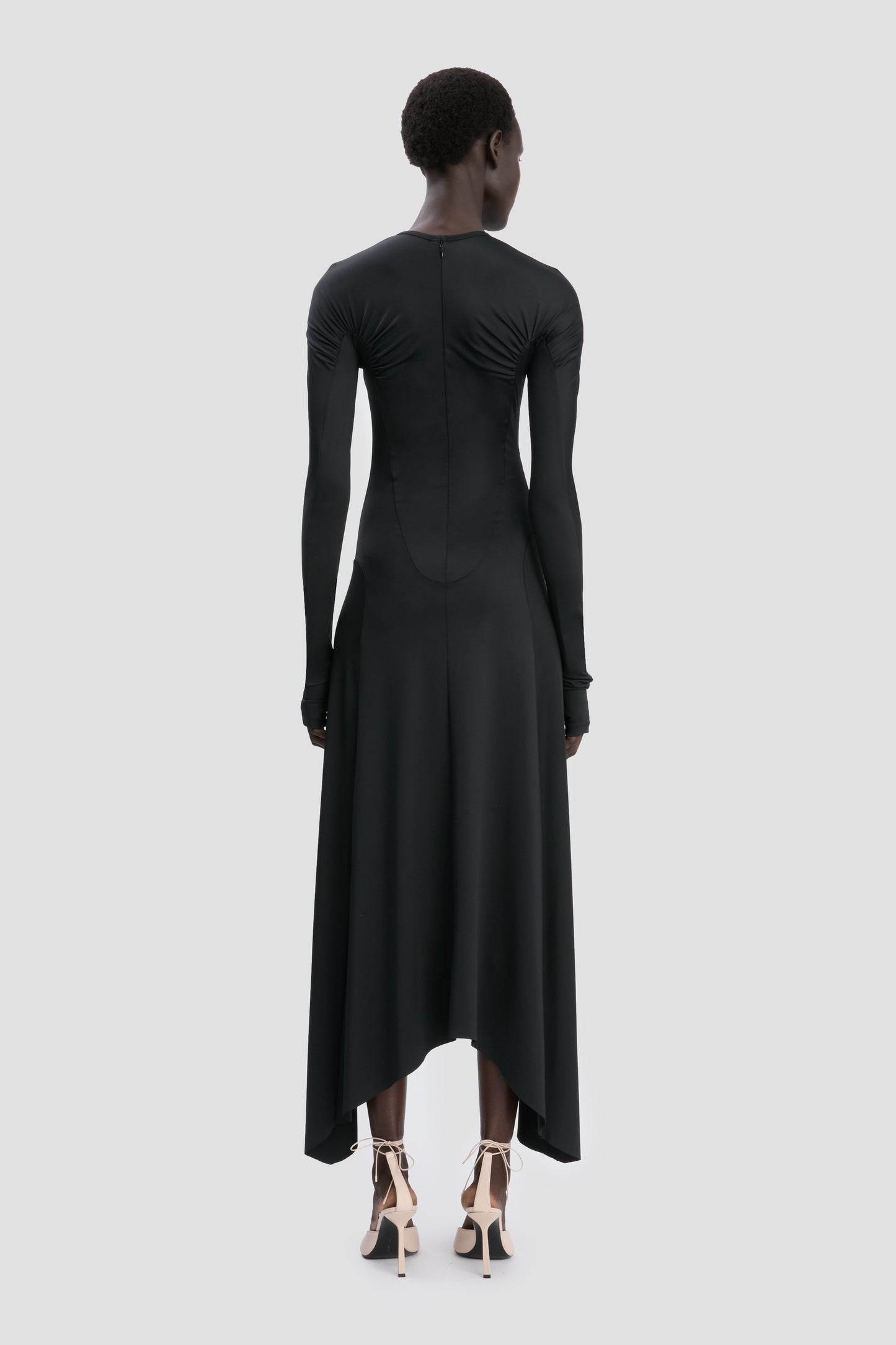 Long Sleeve Midi Dress In Black