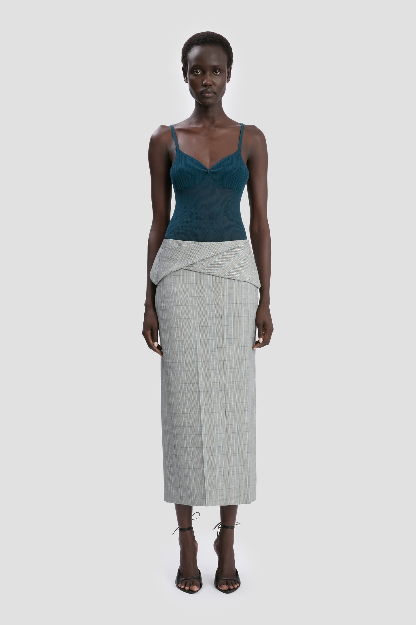 Wrap Skirt In Blue-Grey Check