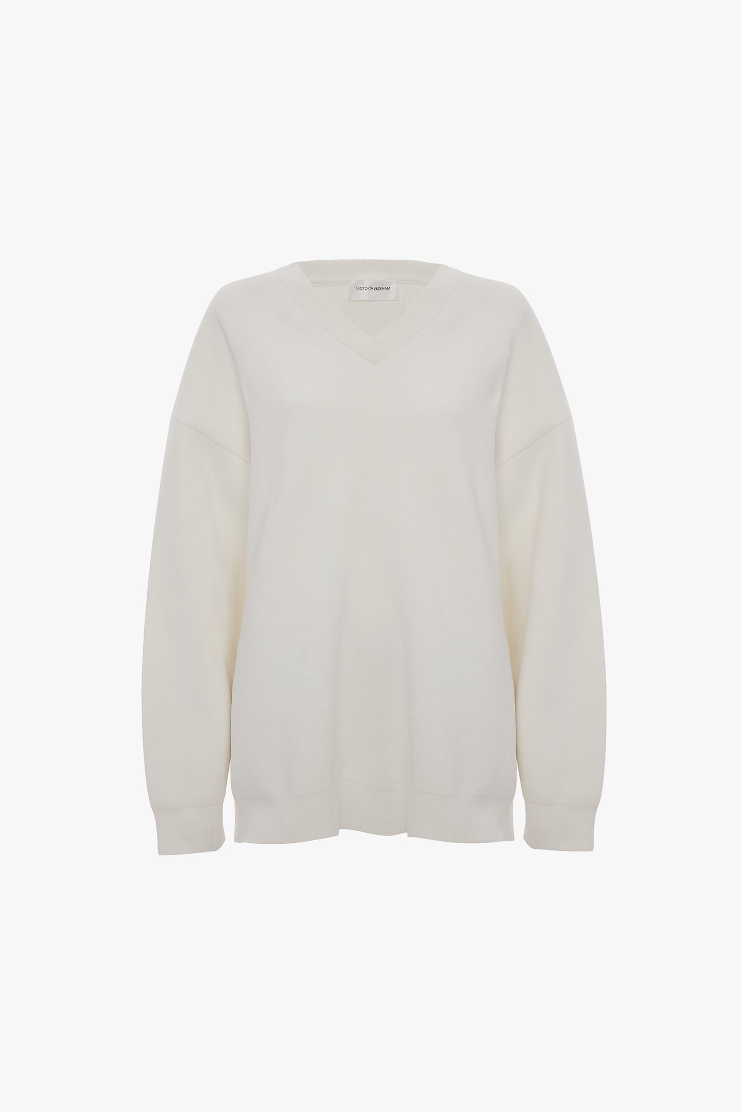 Relaxed Fit V-Neck Jumper In White