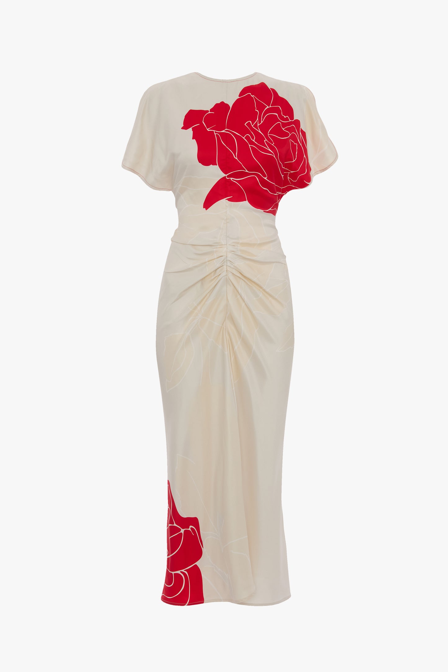 Bela Midi Dress In Red Floral Print