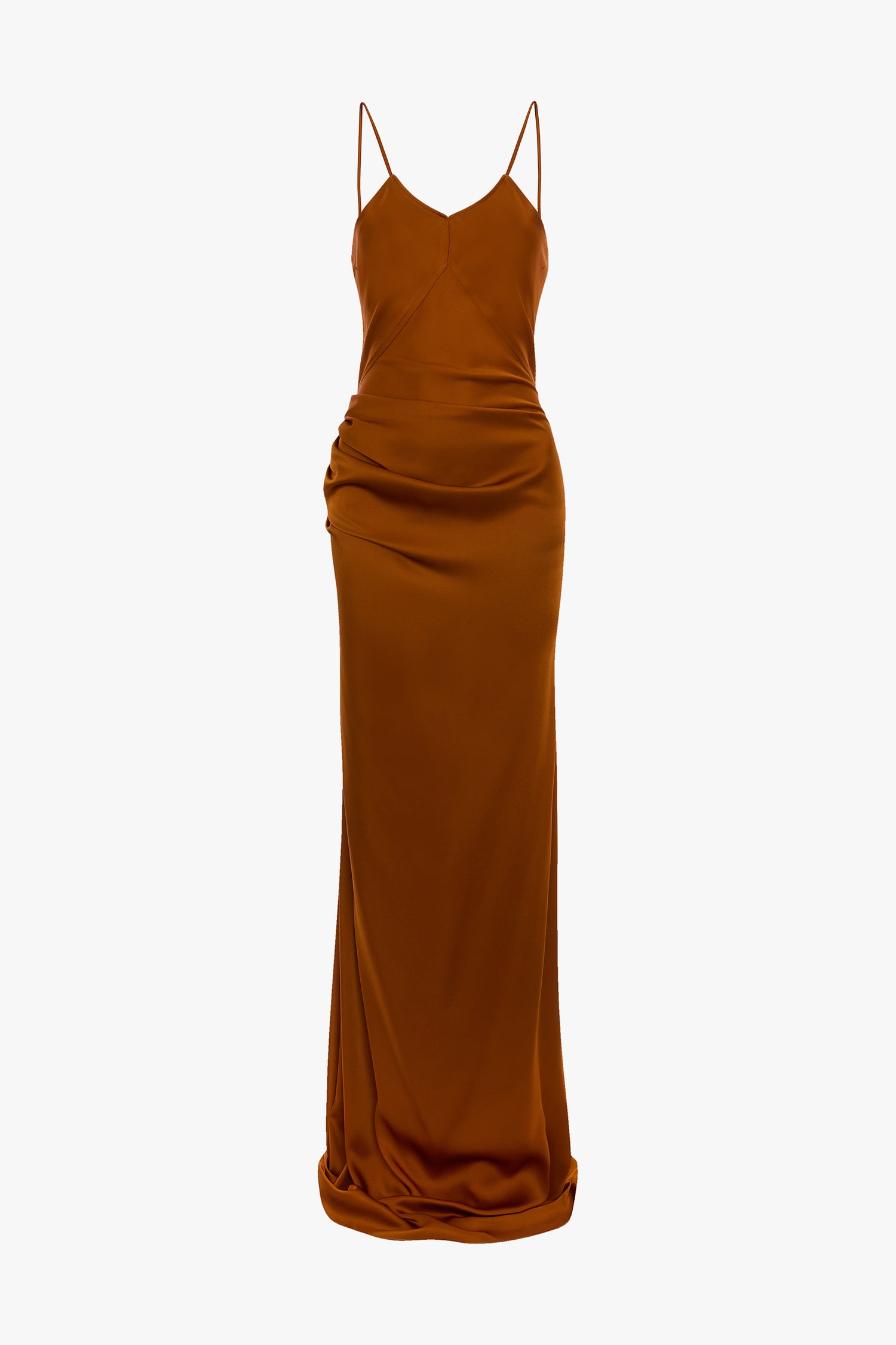 Victoria Beckham Draped Cami Floor-Length Dress In Bronze - Size 12 UK Victoria Beckham Draped Cami Floor-Length Dress In Bronze - Size 12 UK