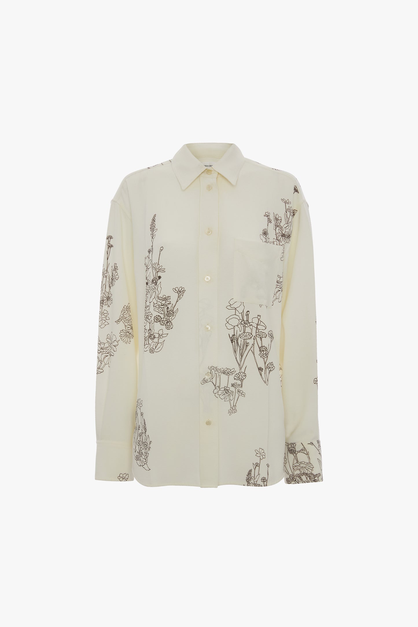 Pyjama Shirt In Off-White Floral Print