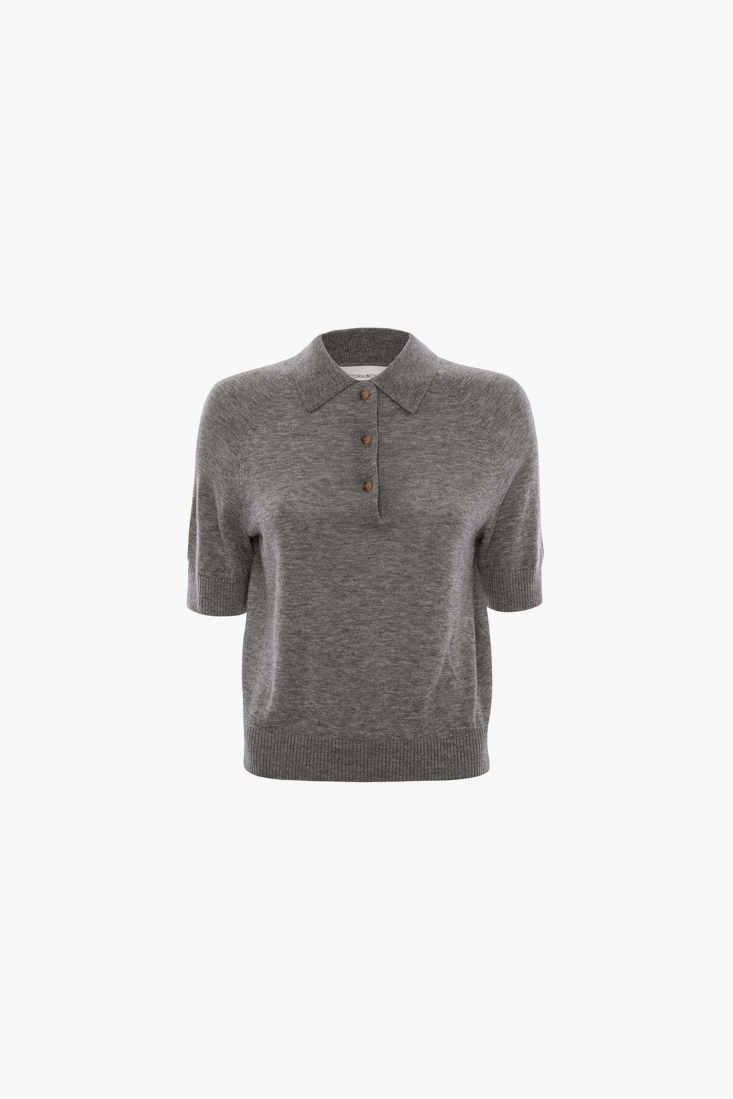 Polo Top In Grey Marl