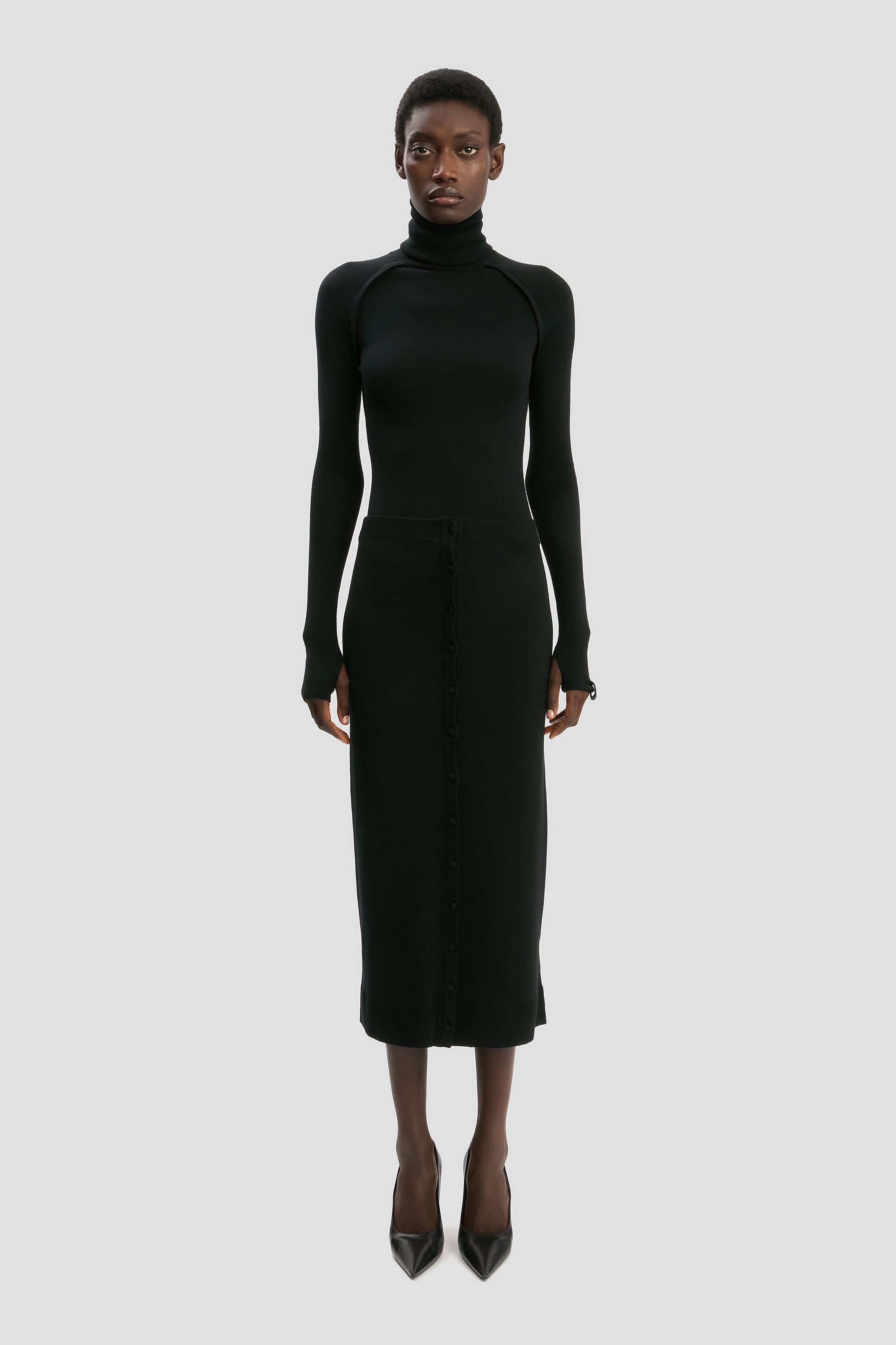 Button Midi Skirt