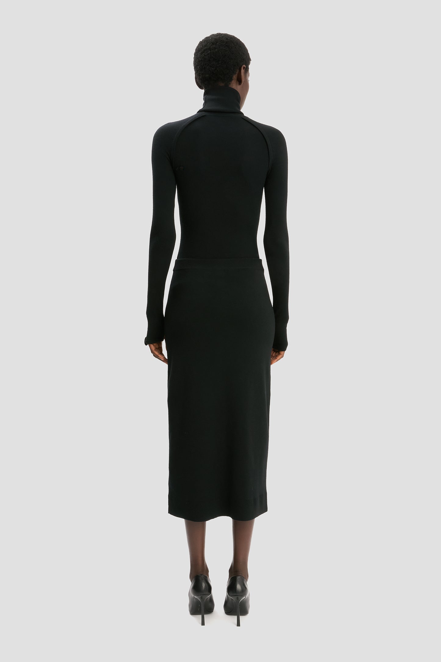 Button Midi Skirt In Black