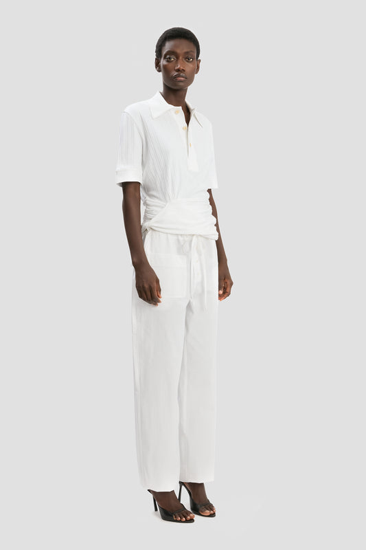 Twist Polo Top In White