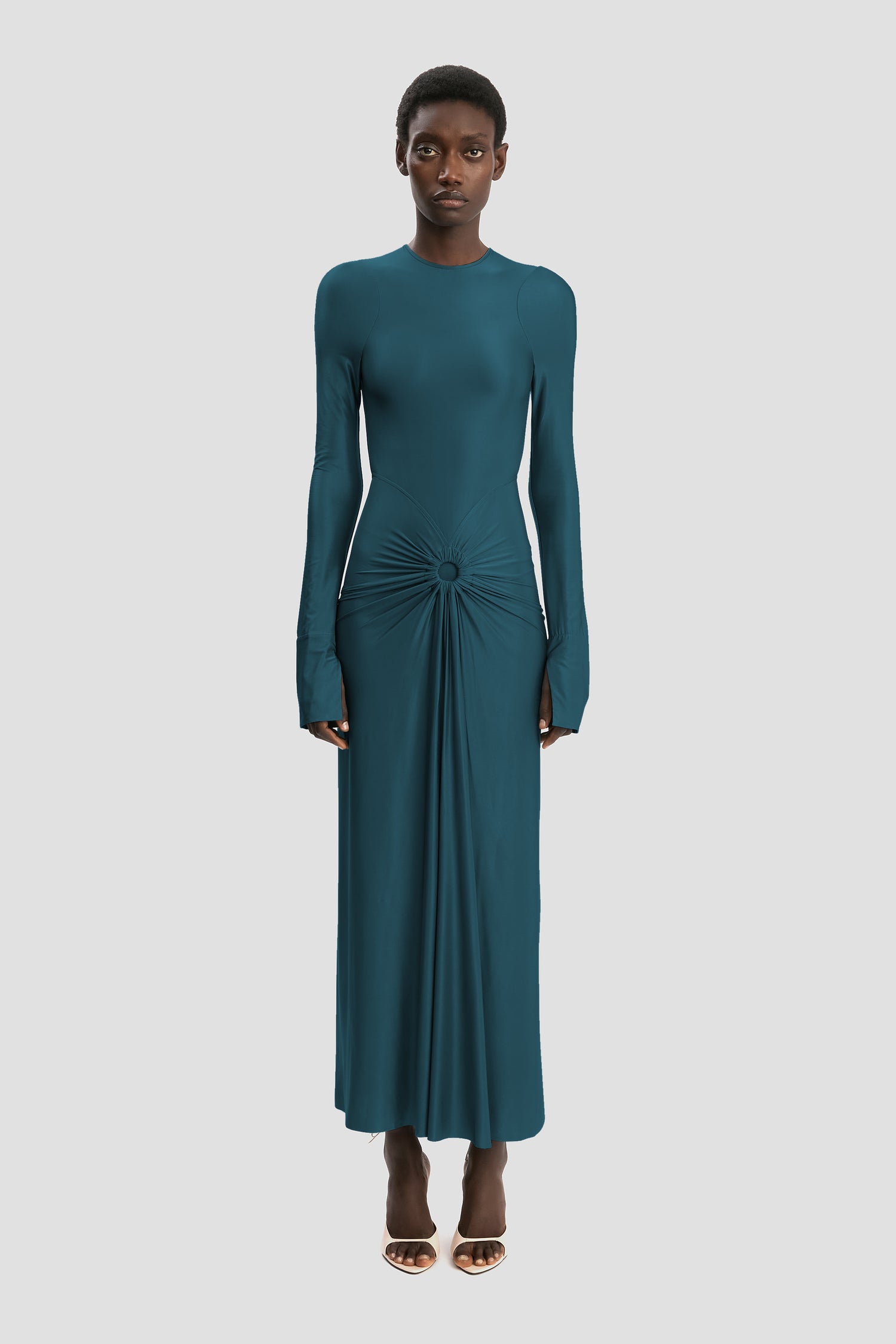 Victoria Beckham Frances Midi Dress In Dark Teal - 14 - Womens Victoria Beckham Frances Midi Dress In Dark Teal - 14 - Womens
