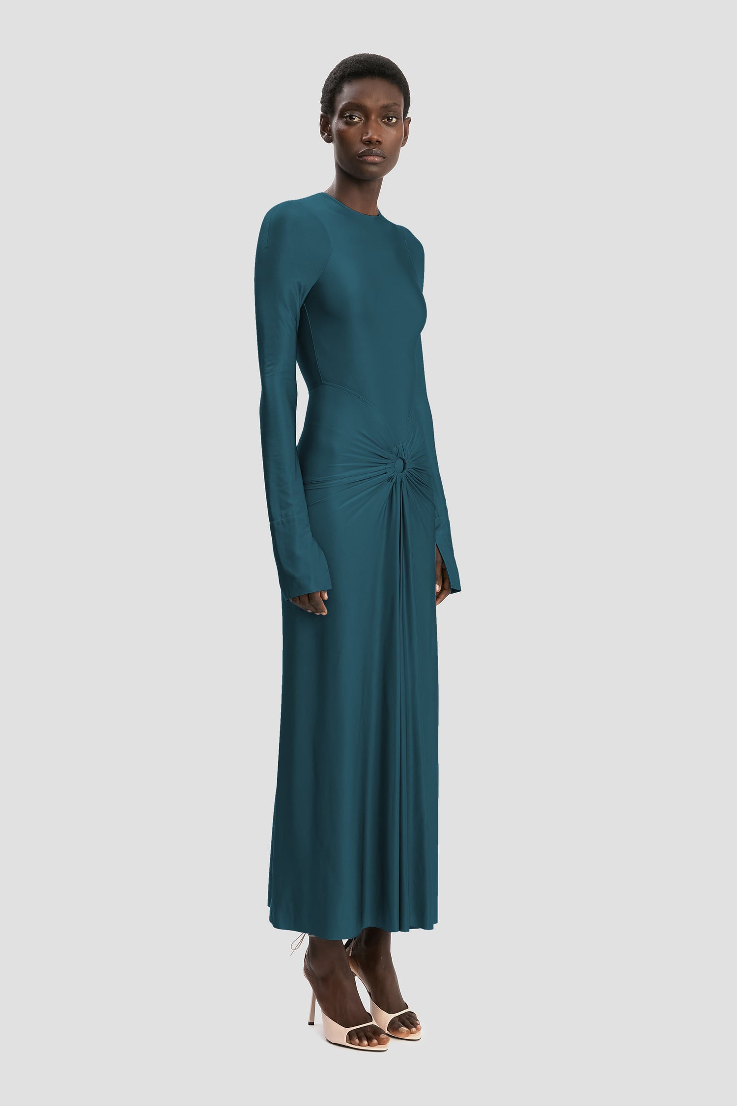 Victoria Beckham Frances Midi Dress In Dark Teal - 14 - Womens Victoria Beckham Frances Midi Dress In Dark Teal - 14 - Womens