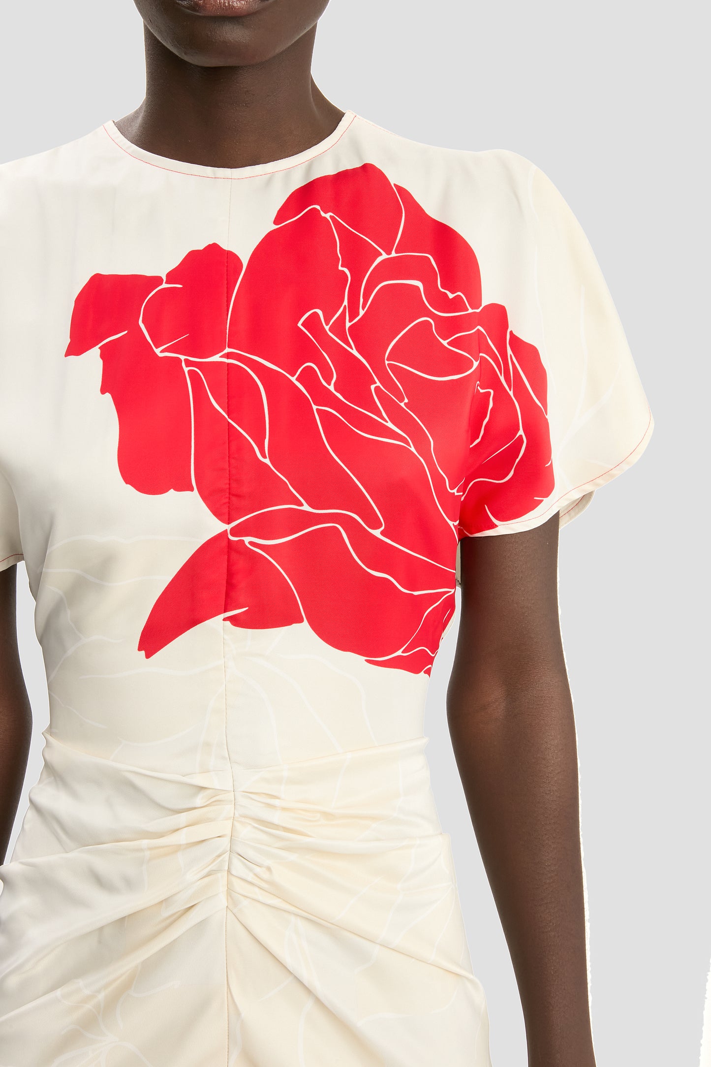 Bela Midi Dress In Red Floral Print