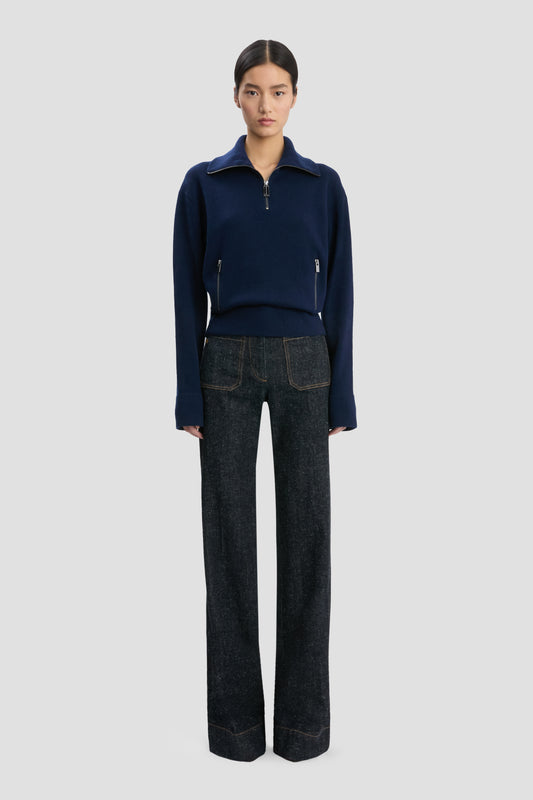Half-Zip Milano Jumper In Navy