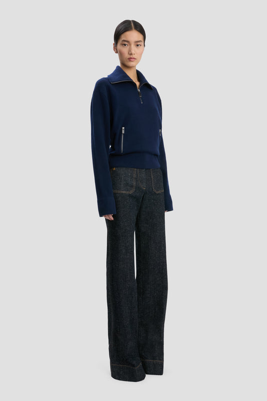 Half-Zip Milano Jumper In Navy