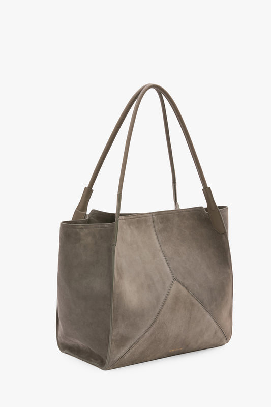 Victoria Tote Large In Pebble Grey Suede