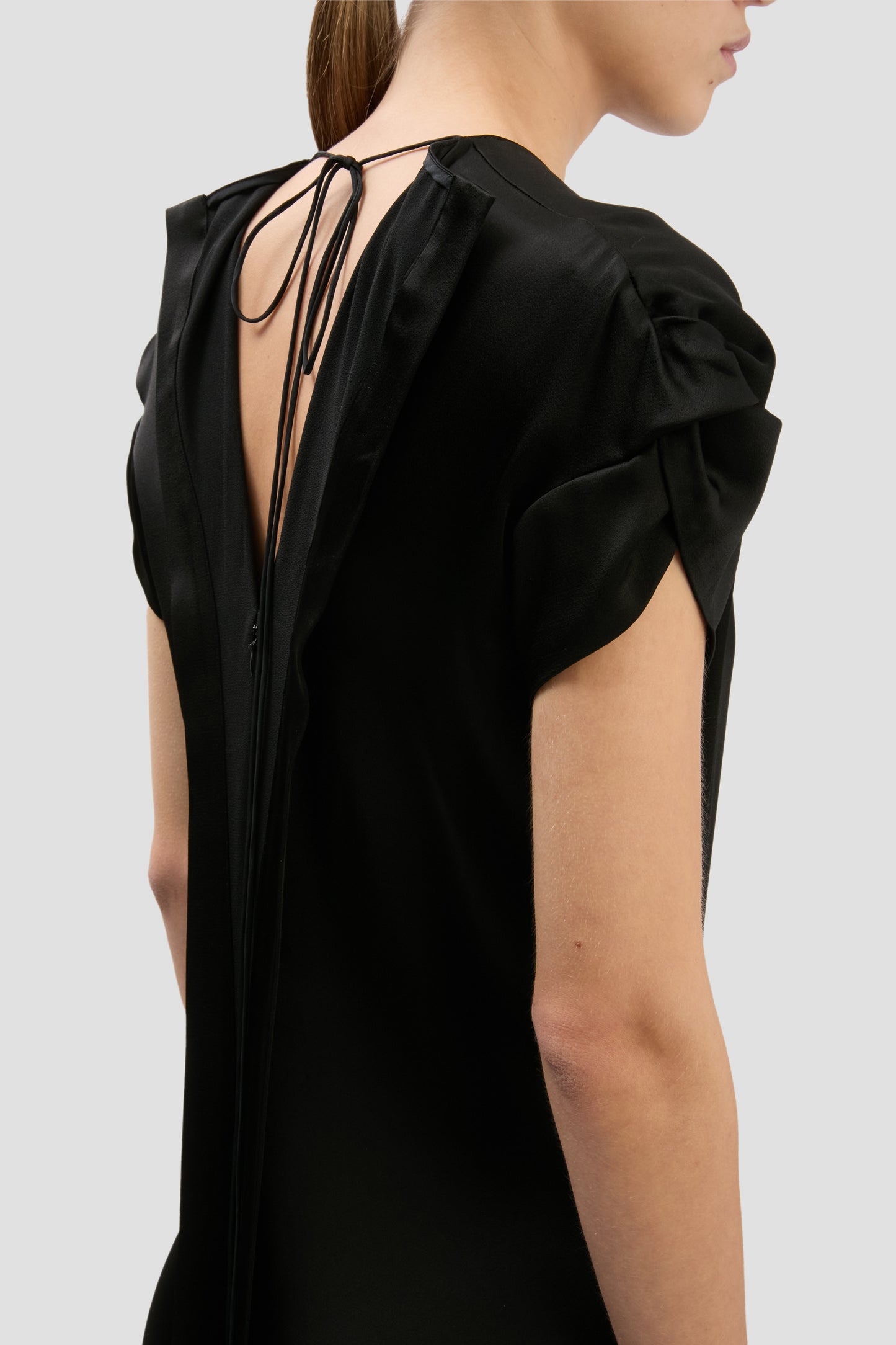 Twist Shoulder Dress In Black