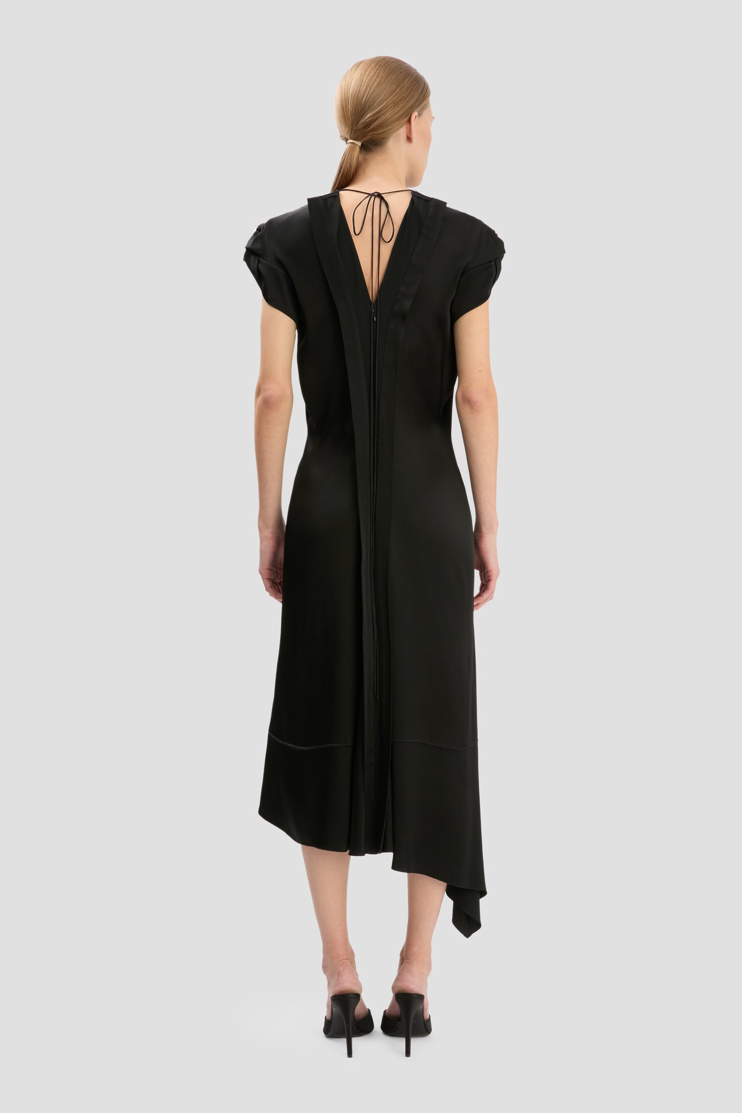 Twist Shoulder Dress In Black