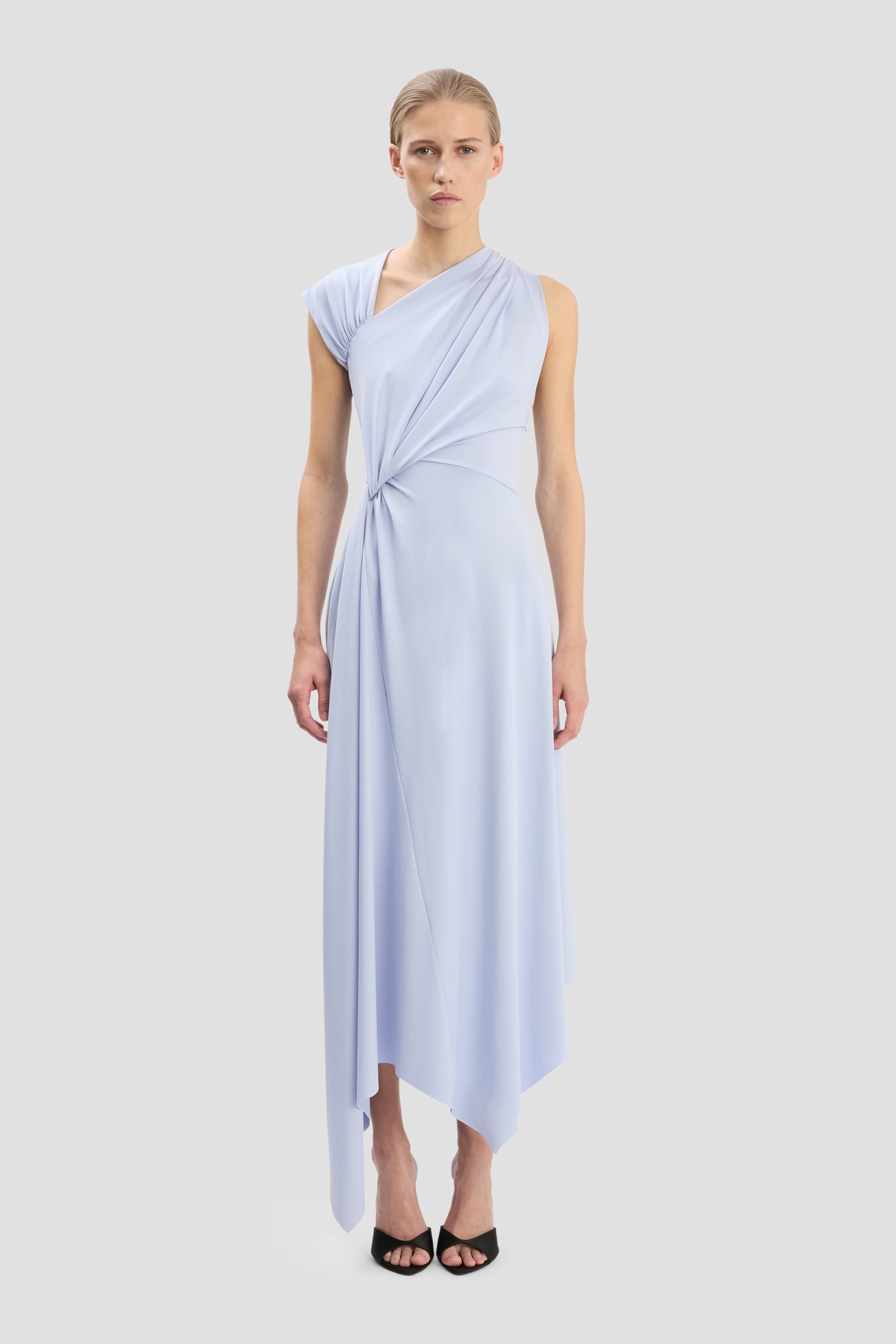 Cap Sleeve Midi Dress In Cloud Blue