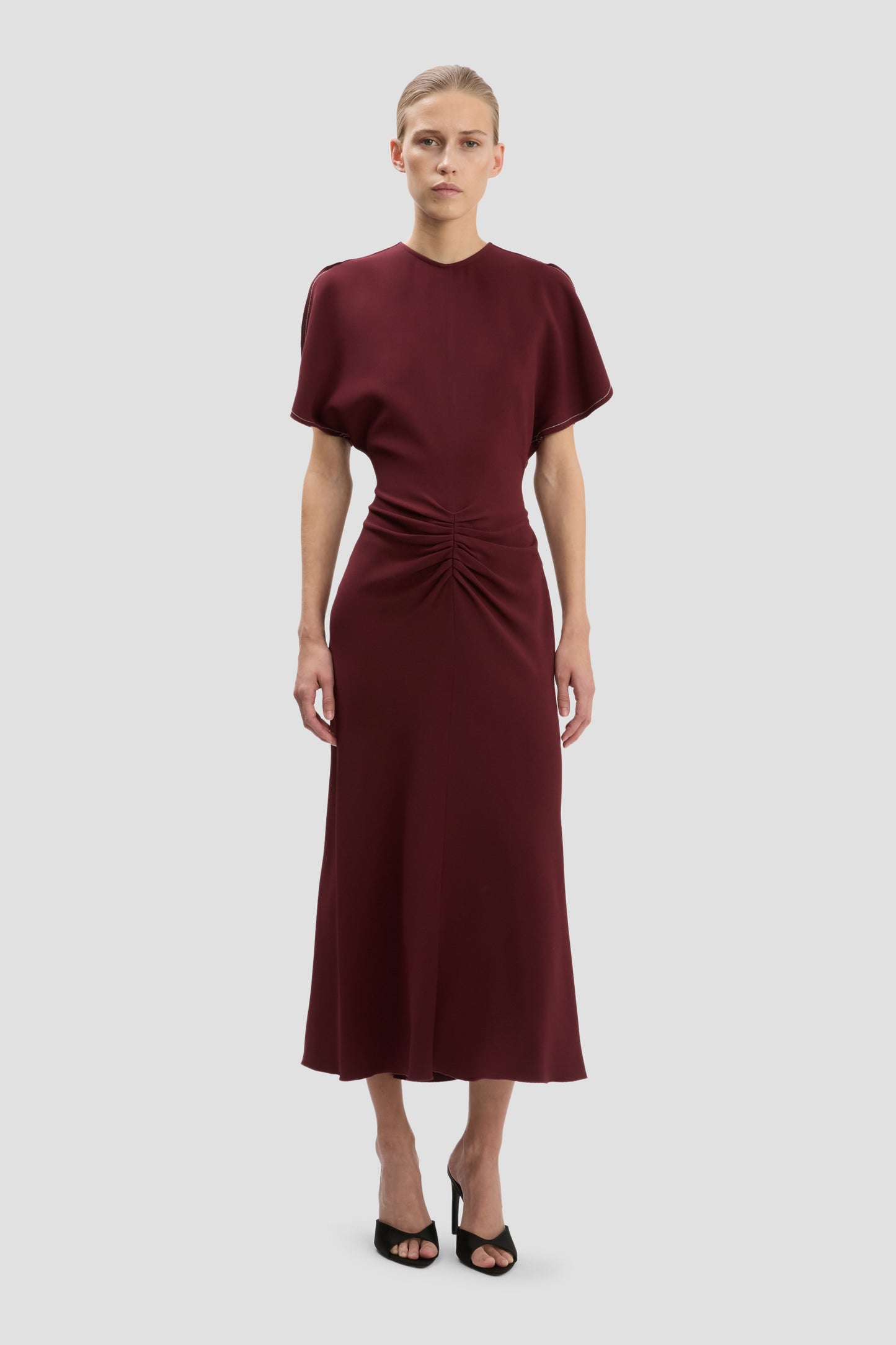 Bela Midi Dress In Burgundy