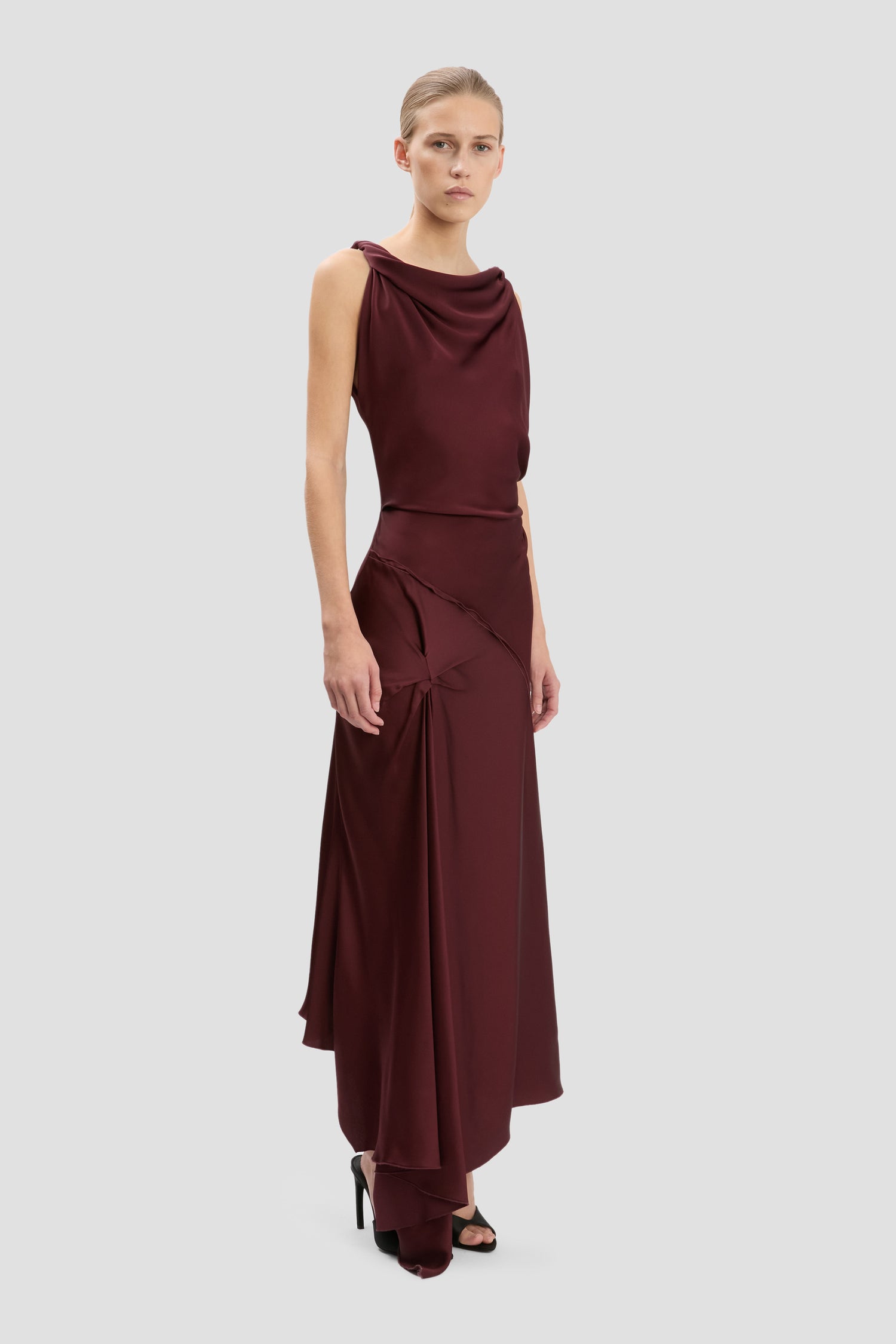 Posy Midi Dress in Burgundy Victoria Beckham UK Posy Midi Dress in Burgundy Victoria Beckham UK