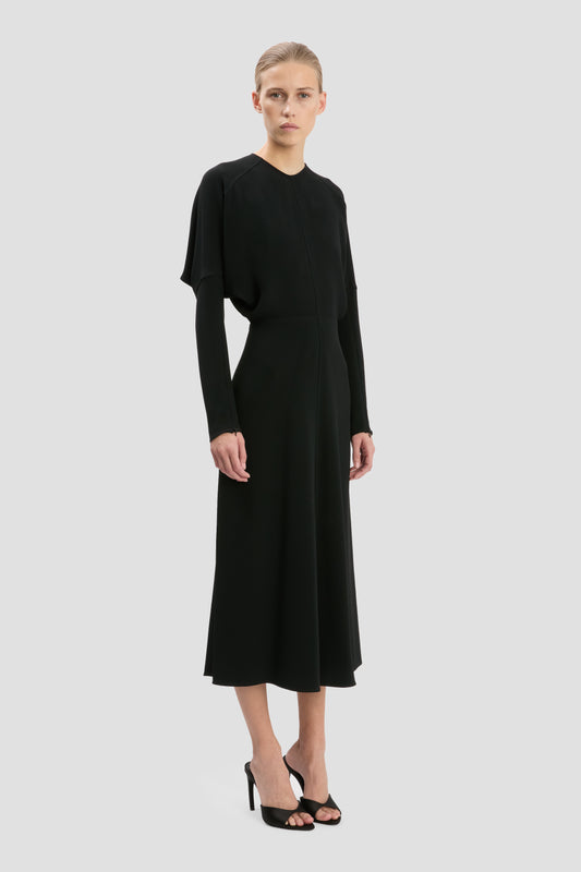 Dolman Midi Dress In Black