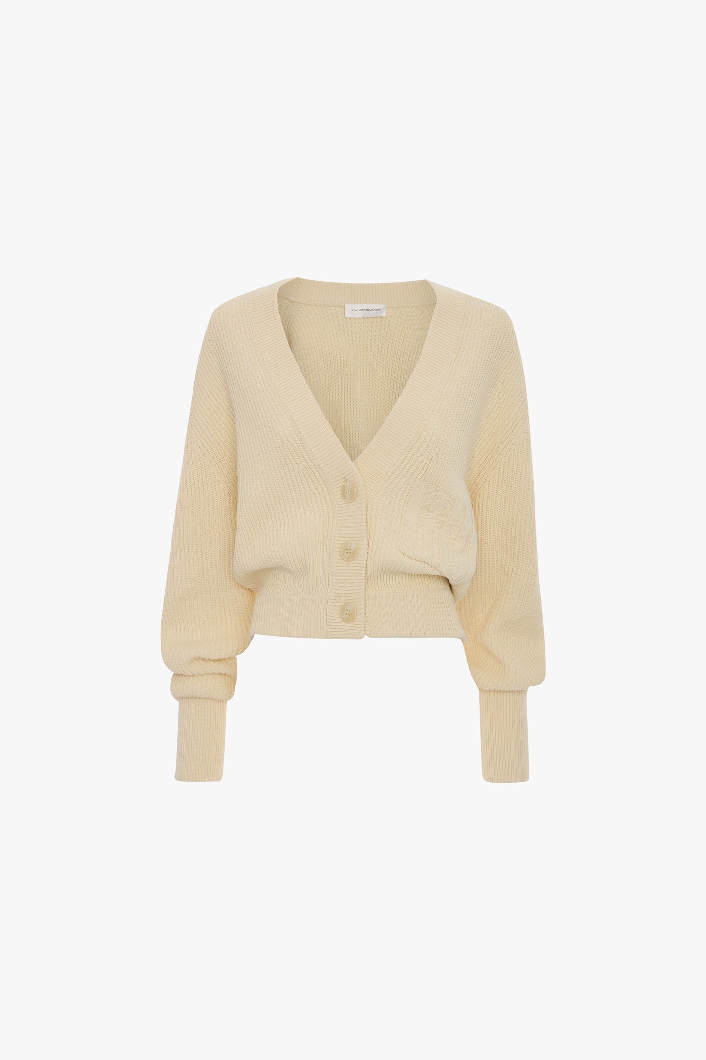 Cable Pocket Cardigan In Ivory – Victoria Beckham UK