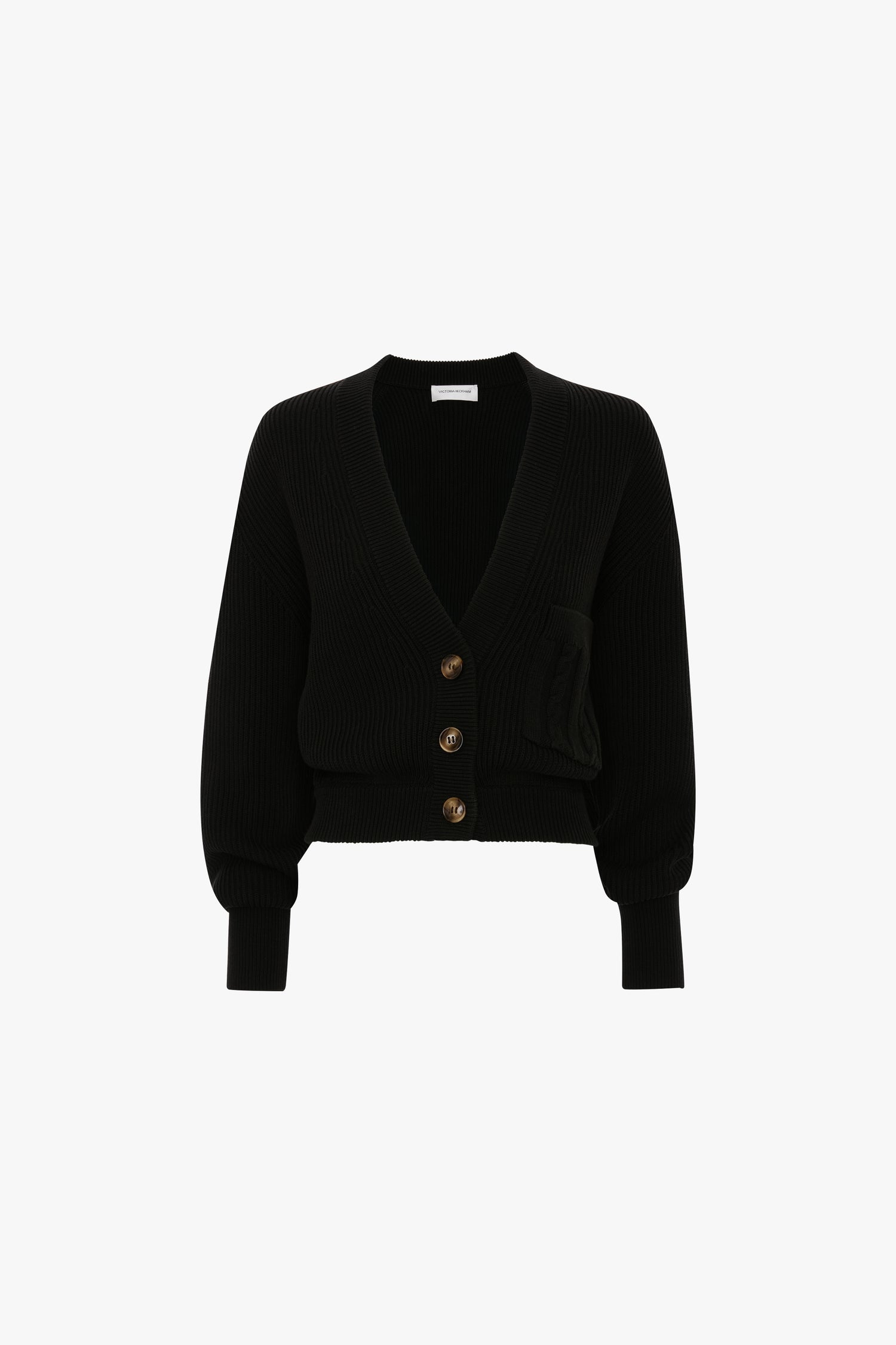 Cable Pocket Cardigan In Black – Victoria Beckham UK