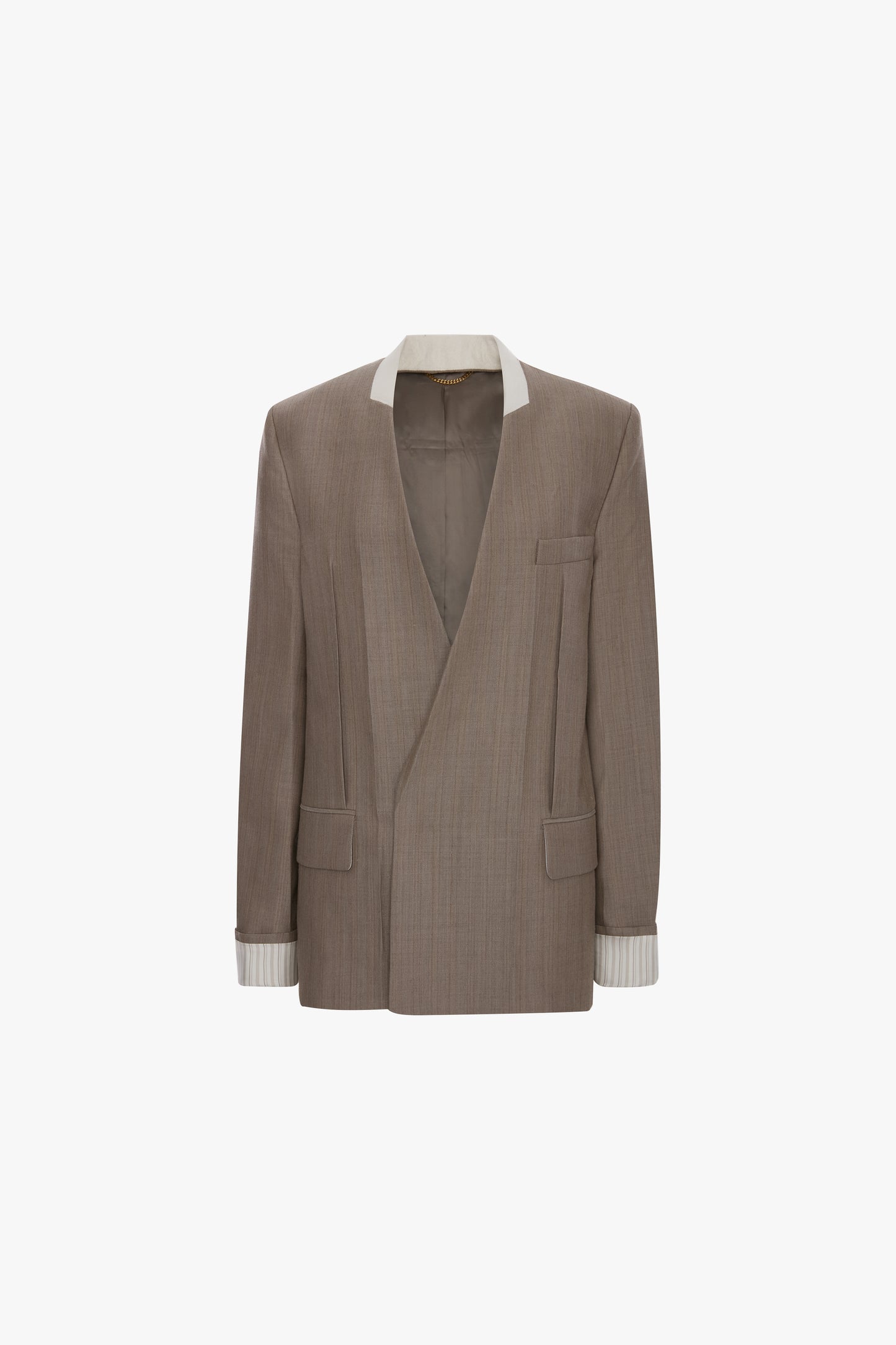 Collarless Jacket In Limestone