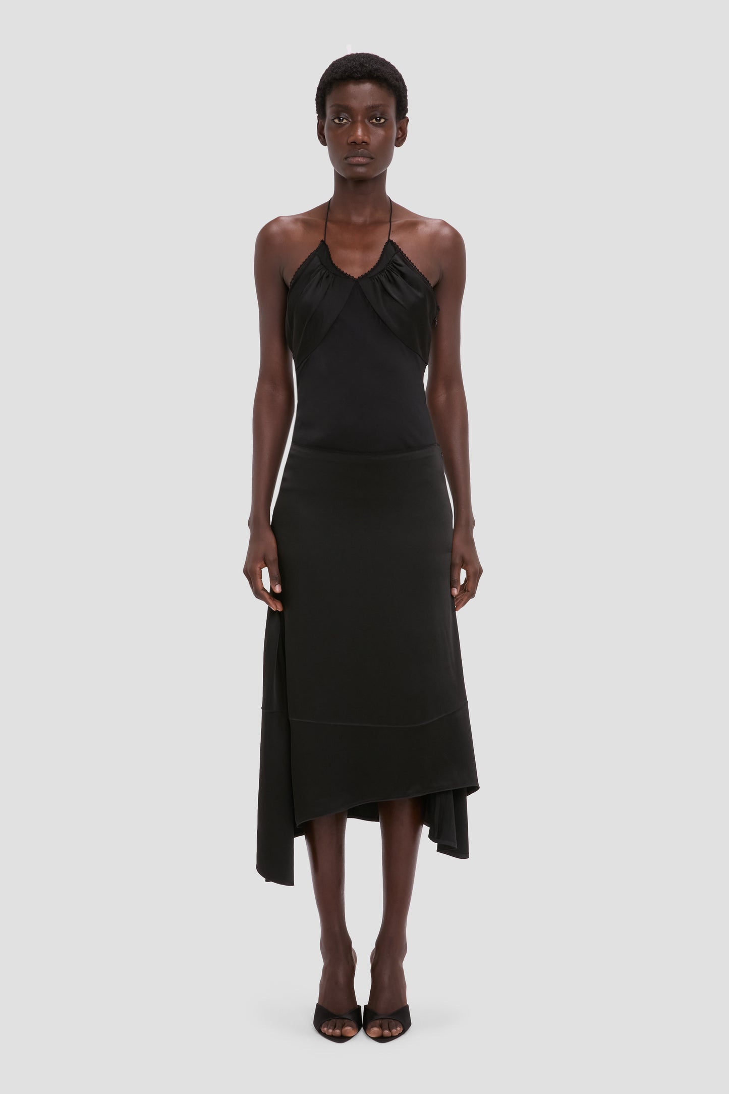 Asymmetric Midi Skirt In Black