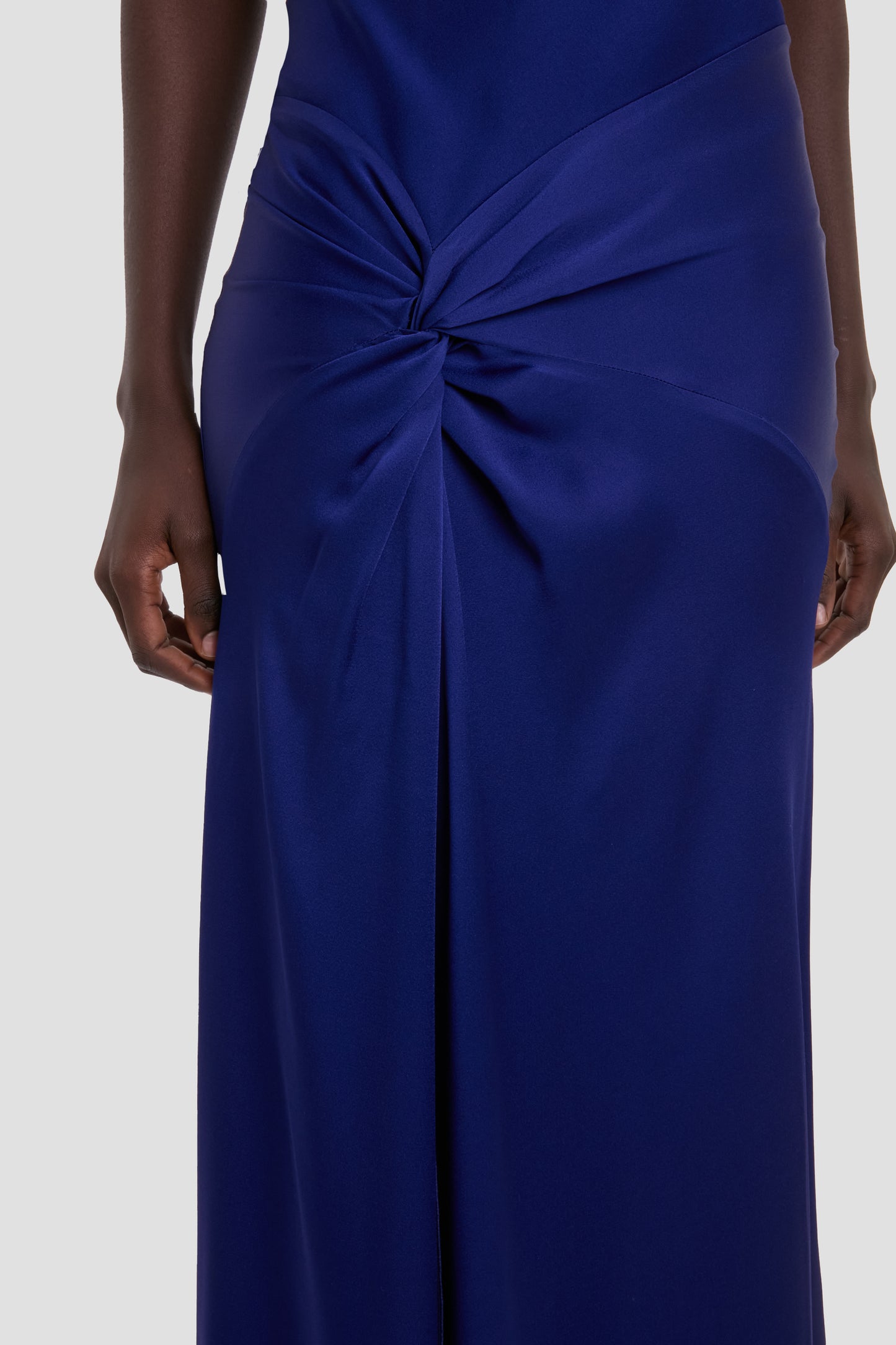Draped Cami Gown In Bright Indigo