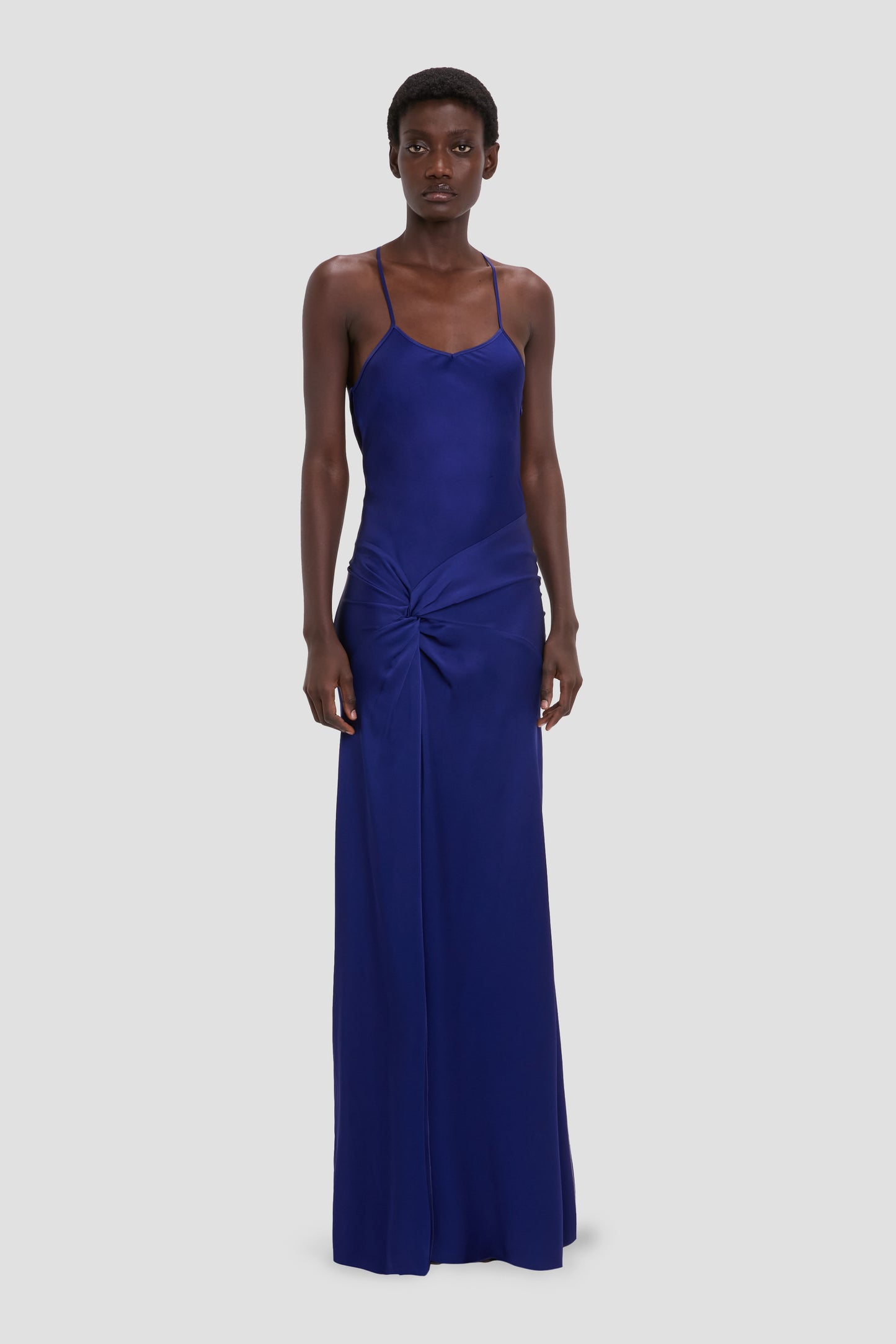 Draped Cami Gown In Bright Indigo
