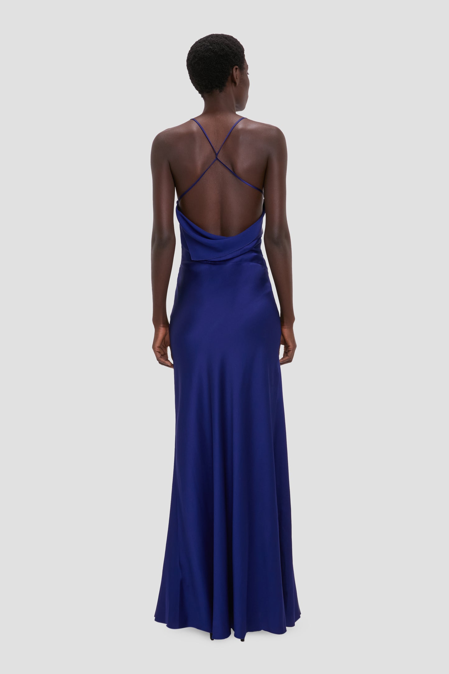 Draped Cami Gown In Bright Indigo