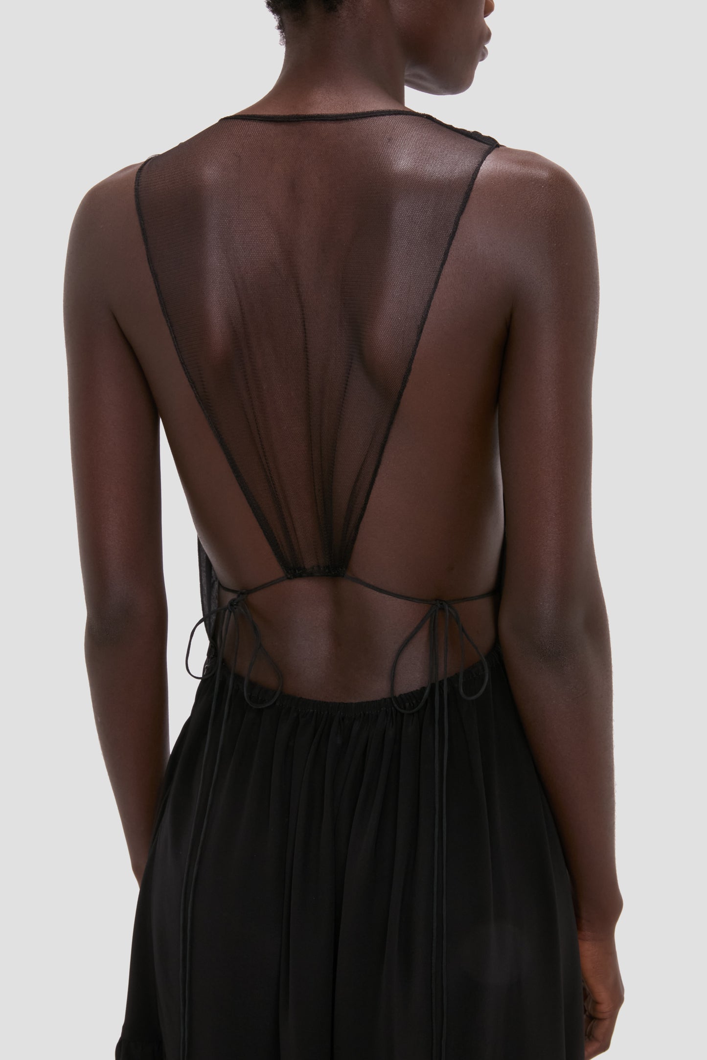 Gathered Lace Dress In Black