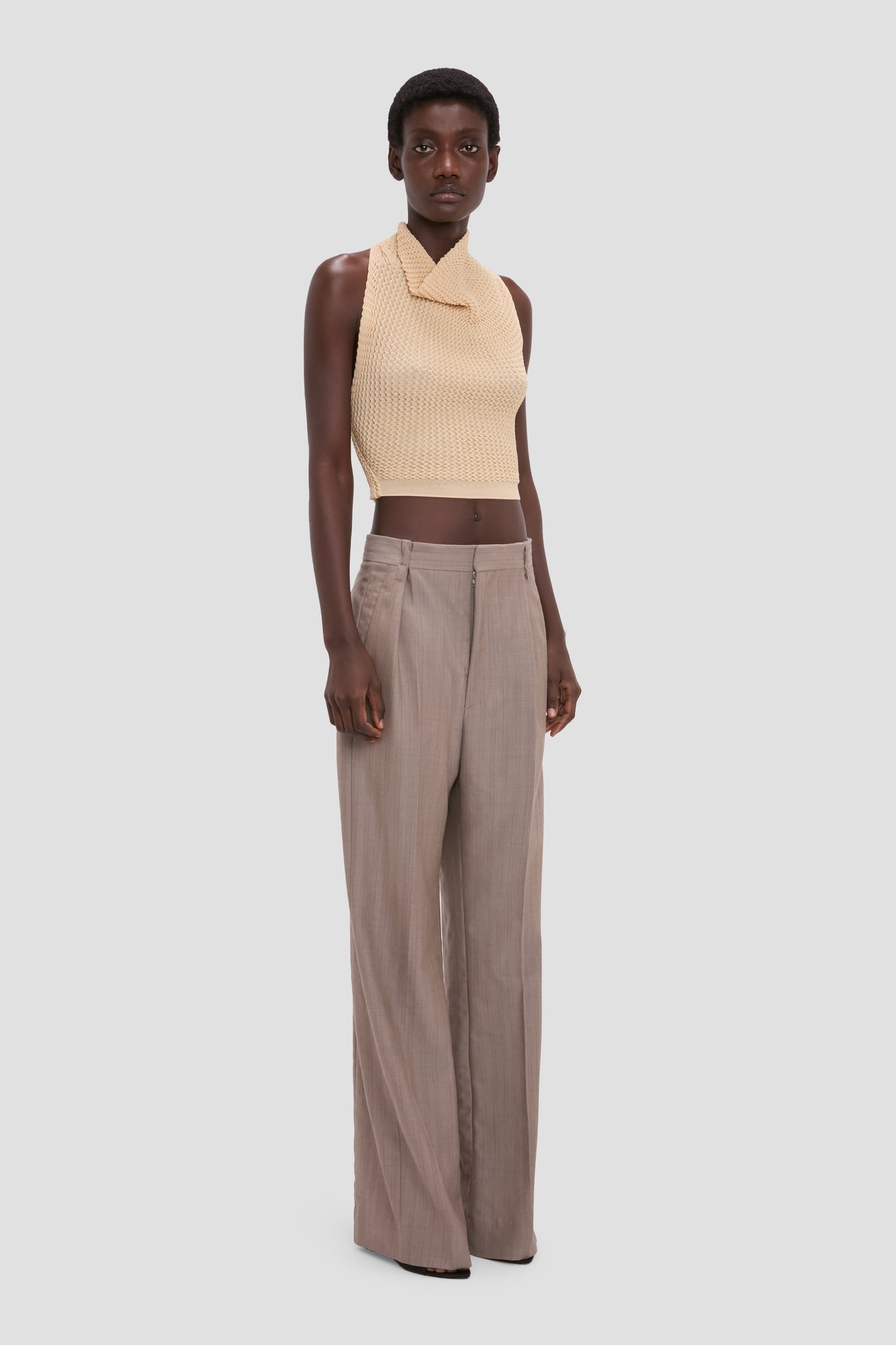 Draped Sleeveless Top In Sandstone
