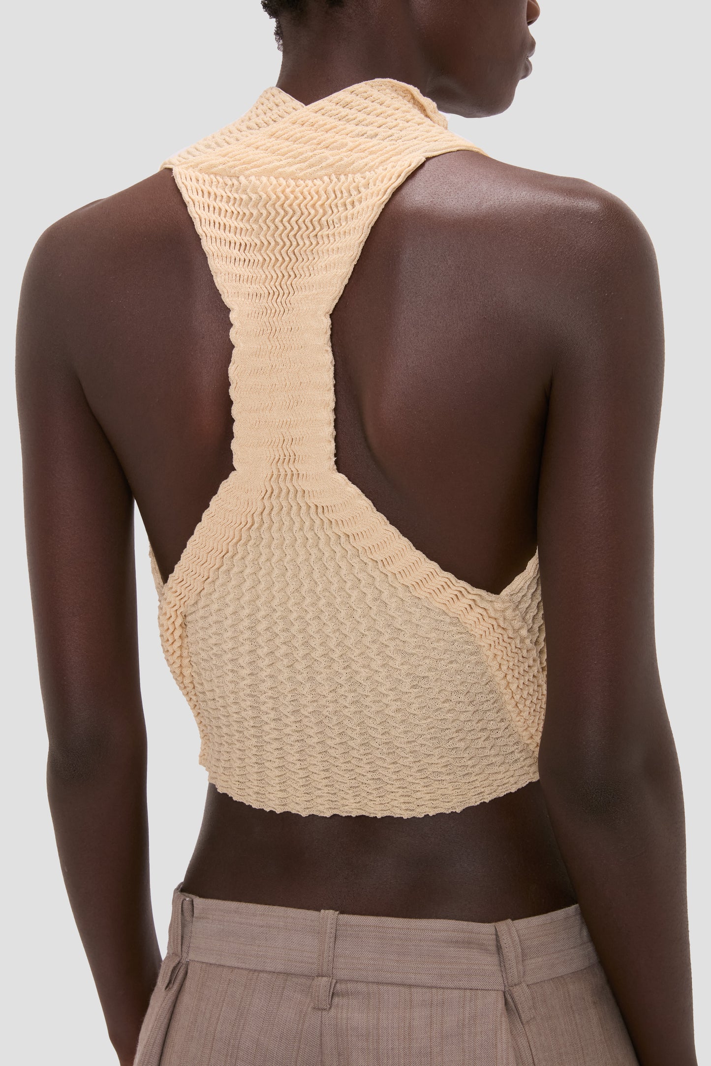 Draped Sleeveless Top In Sandstone