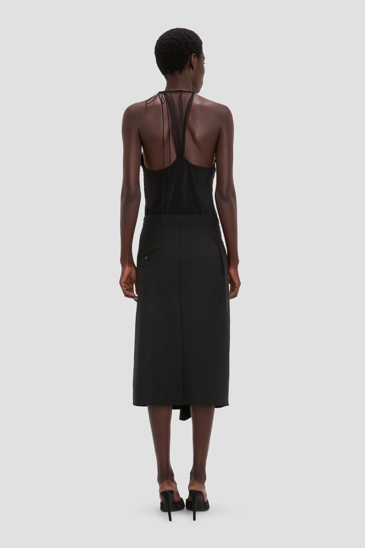Tailored Midi Skirt In Black