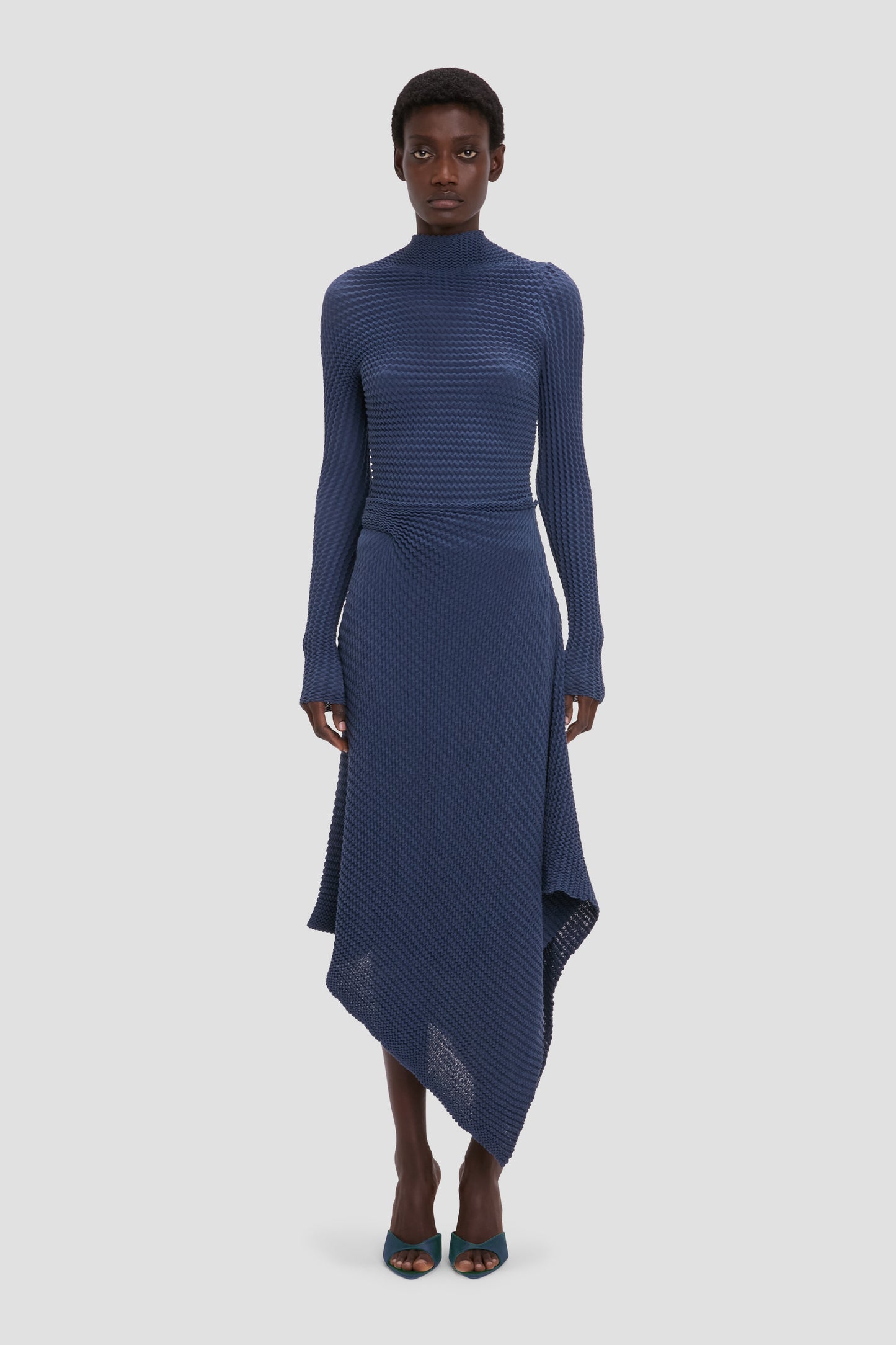 Draped Knit Midi Skirt In Eclipse