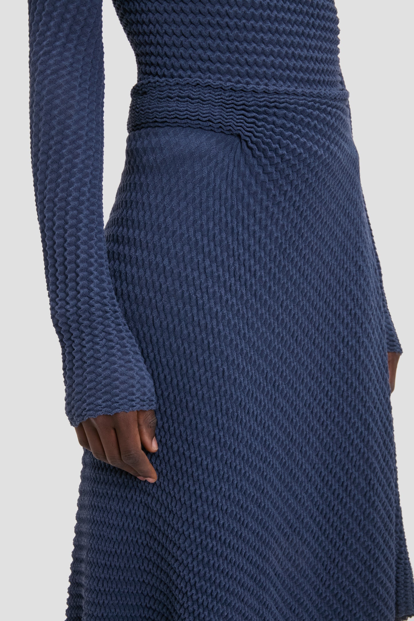 Draped Knit Midi Skirt In Eclipse