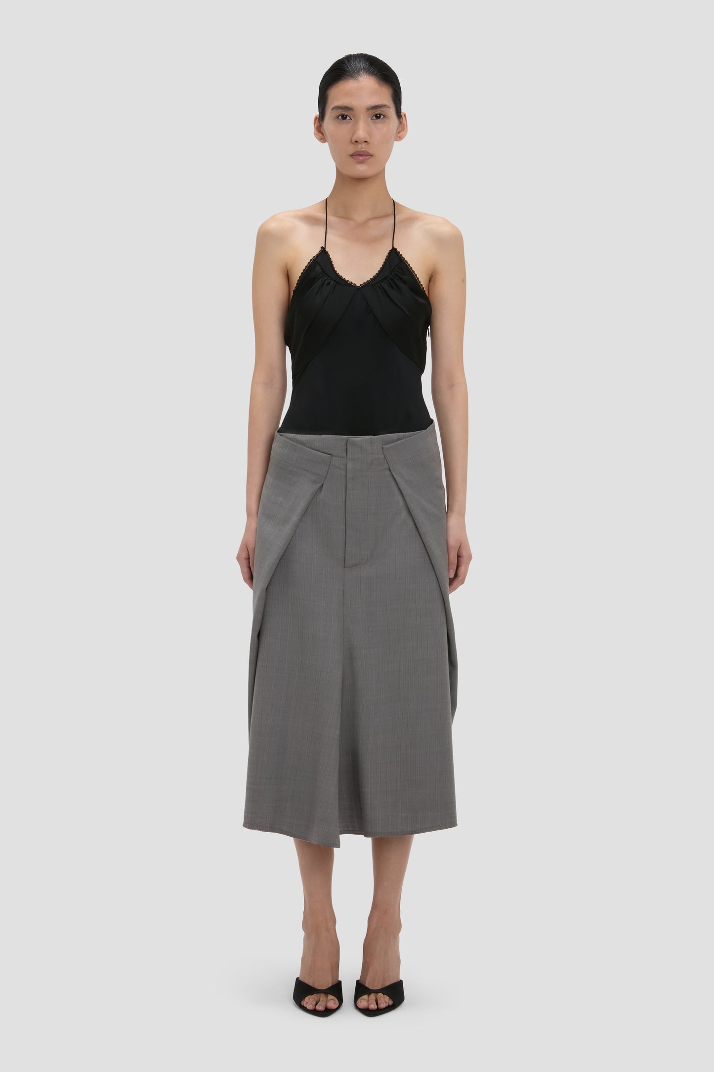 Tailored Midi Skirt In Nickel (cancelled)