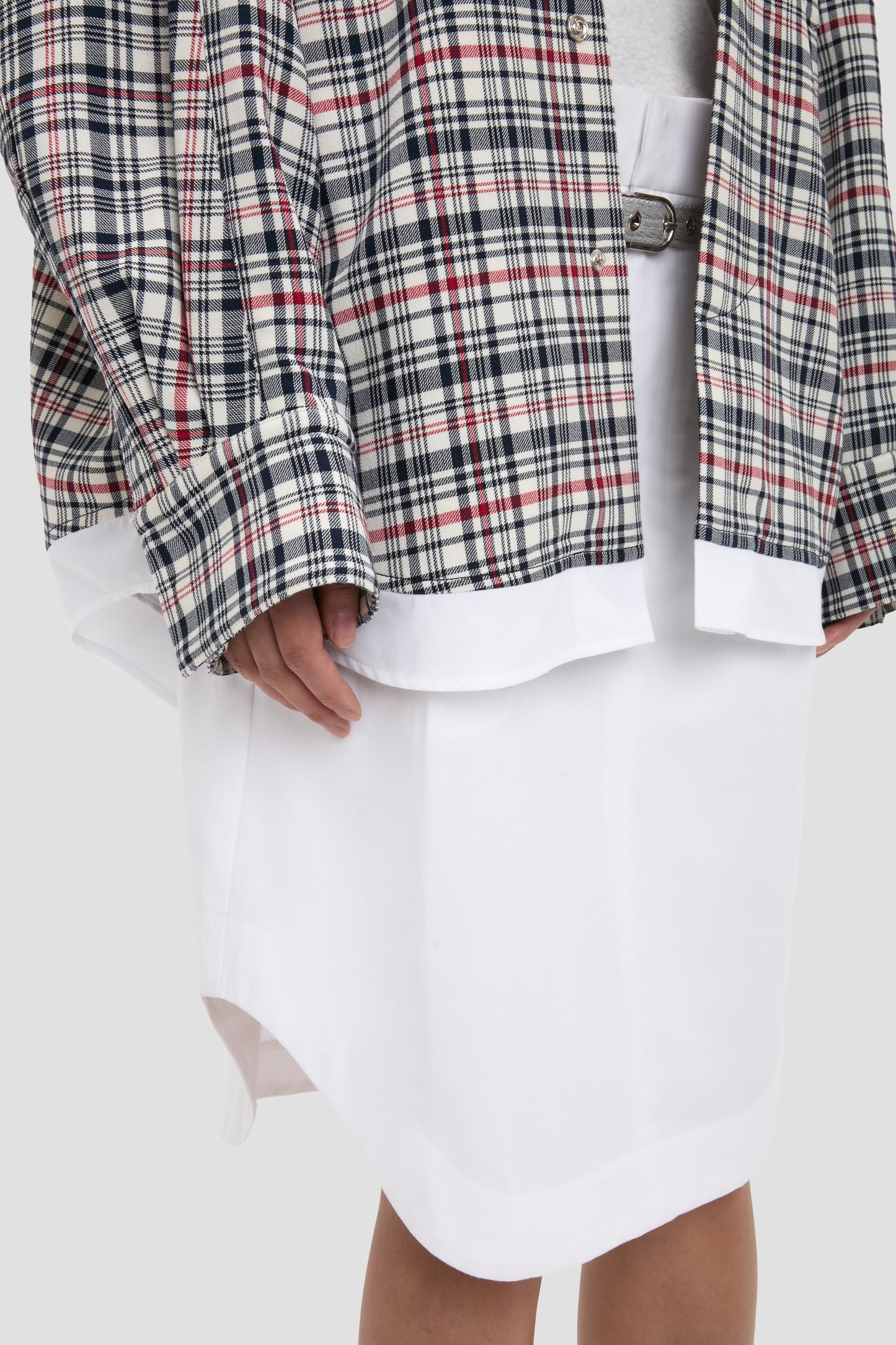 Relaxed Cocoon Shacket In Blue-Red Check