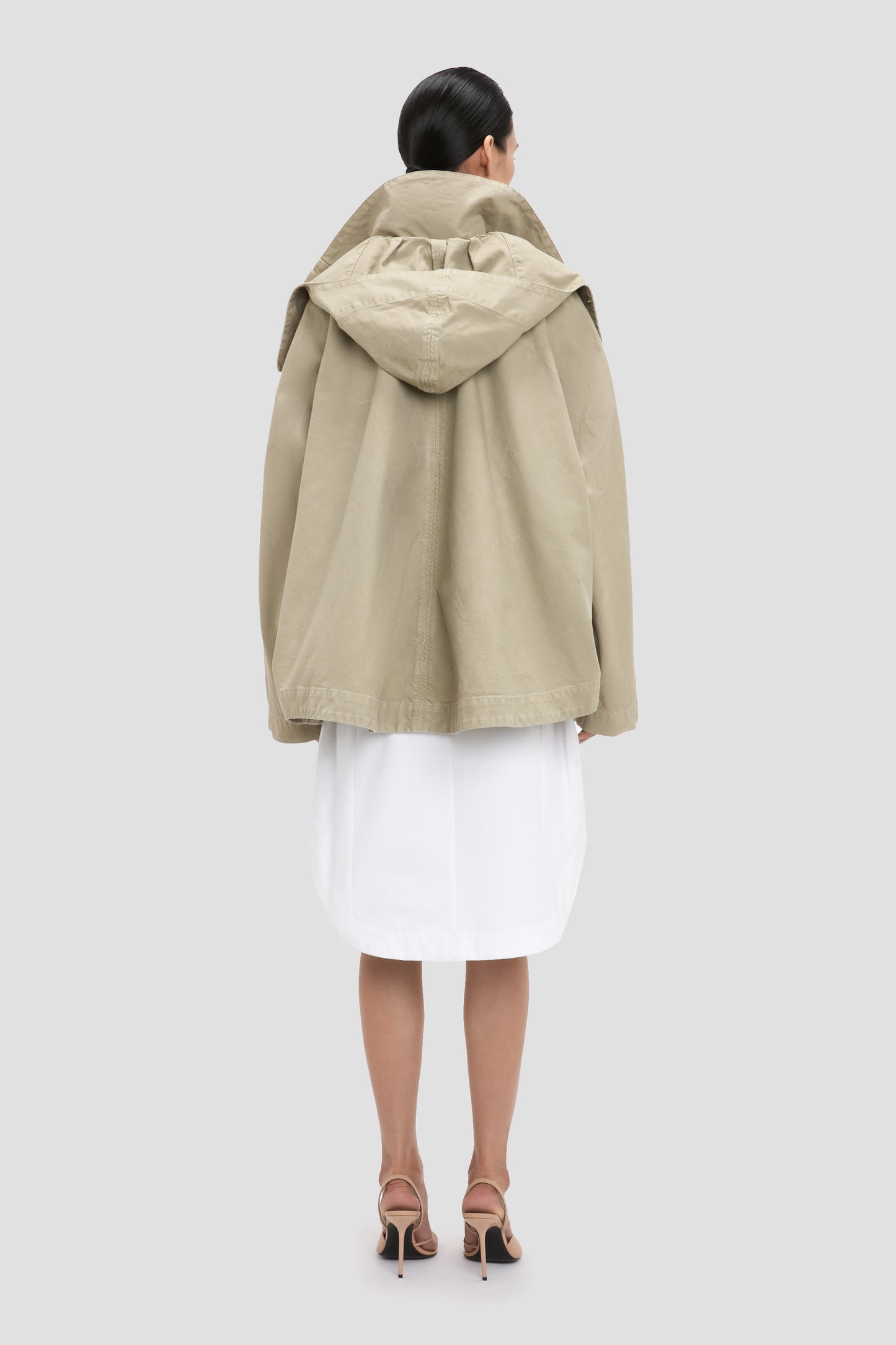 Hooded Utility Jacket In Stone Grey