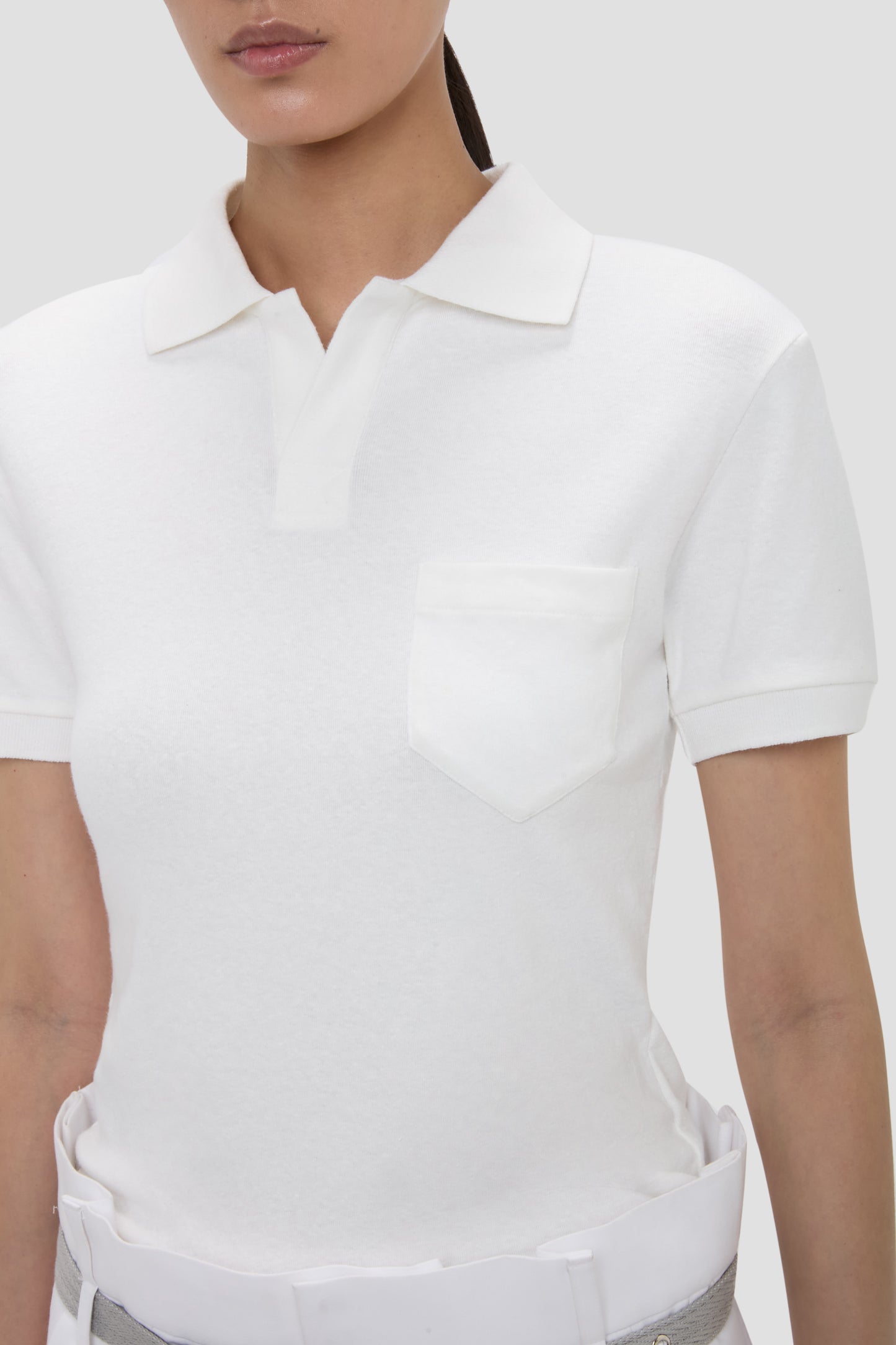 Polo Collar Top In White