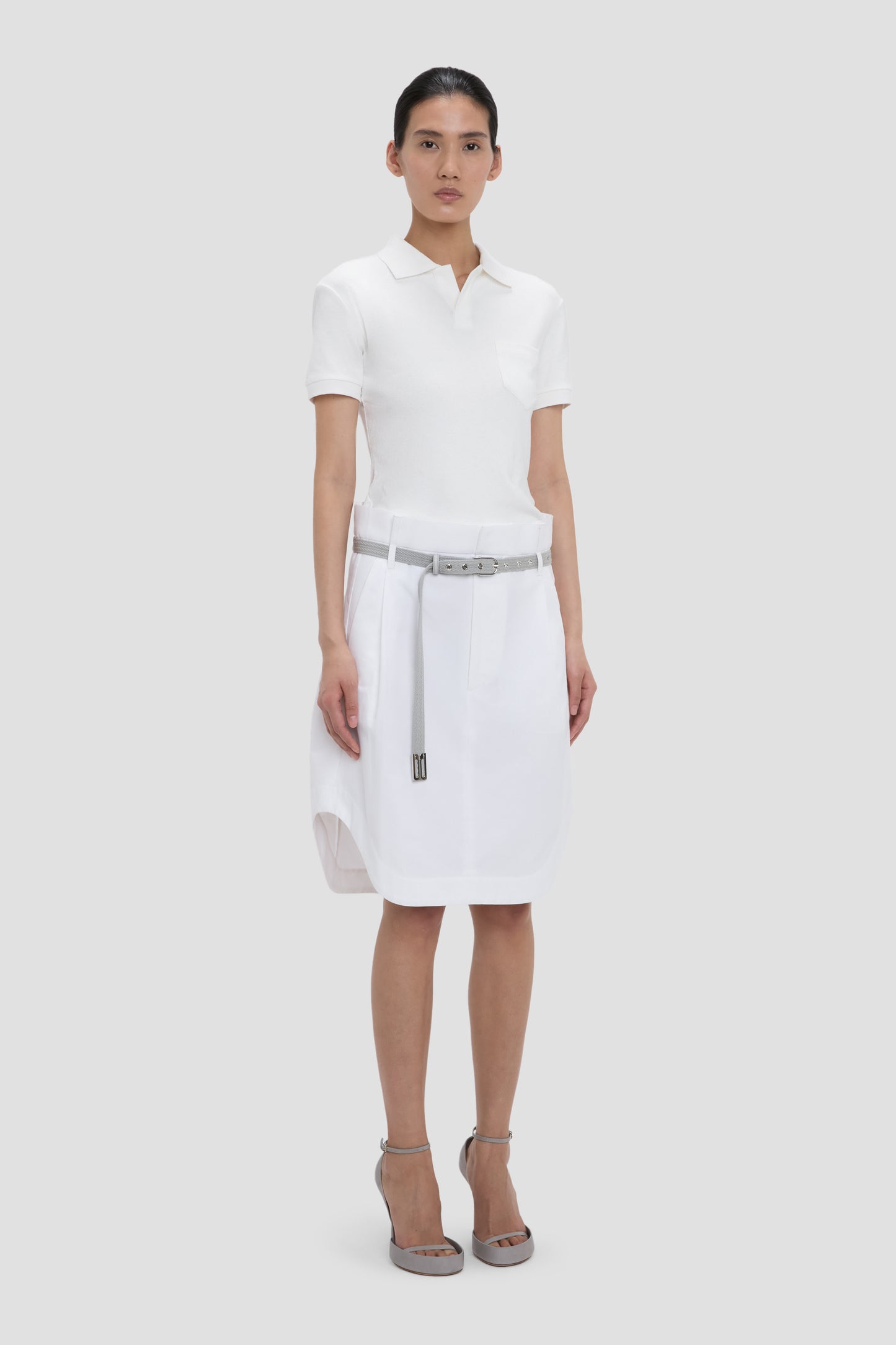 Polo Collar Top In White