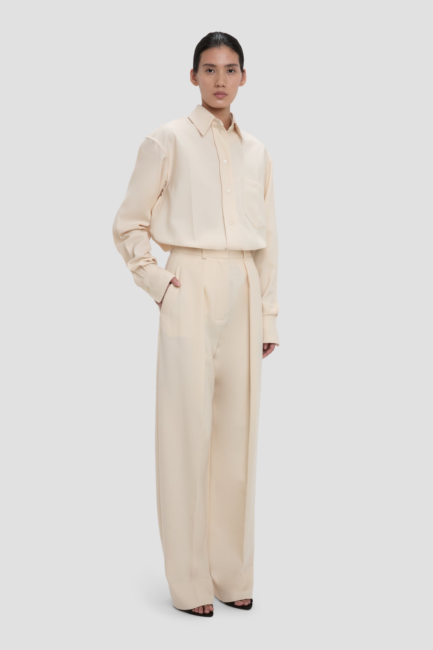 Wide Leg Trouser In Alabaster