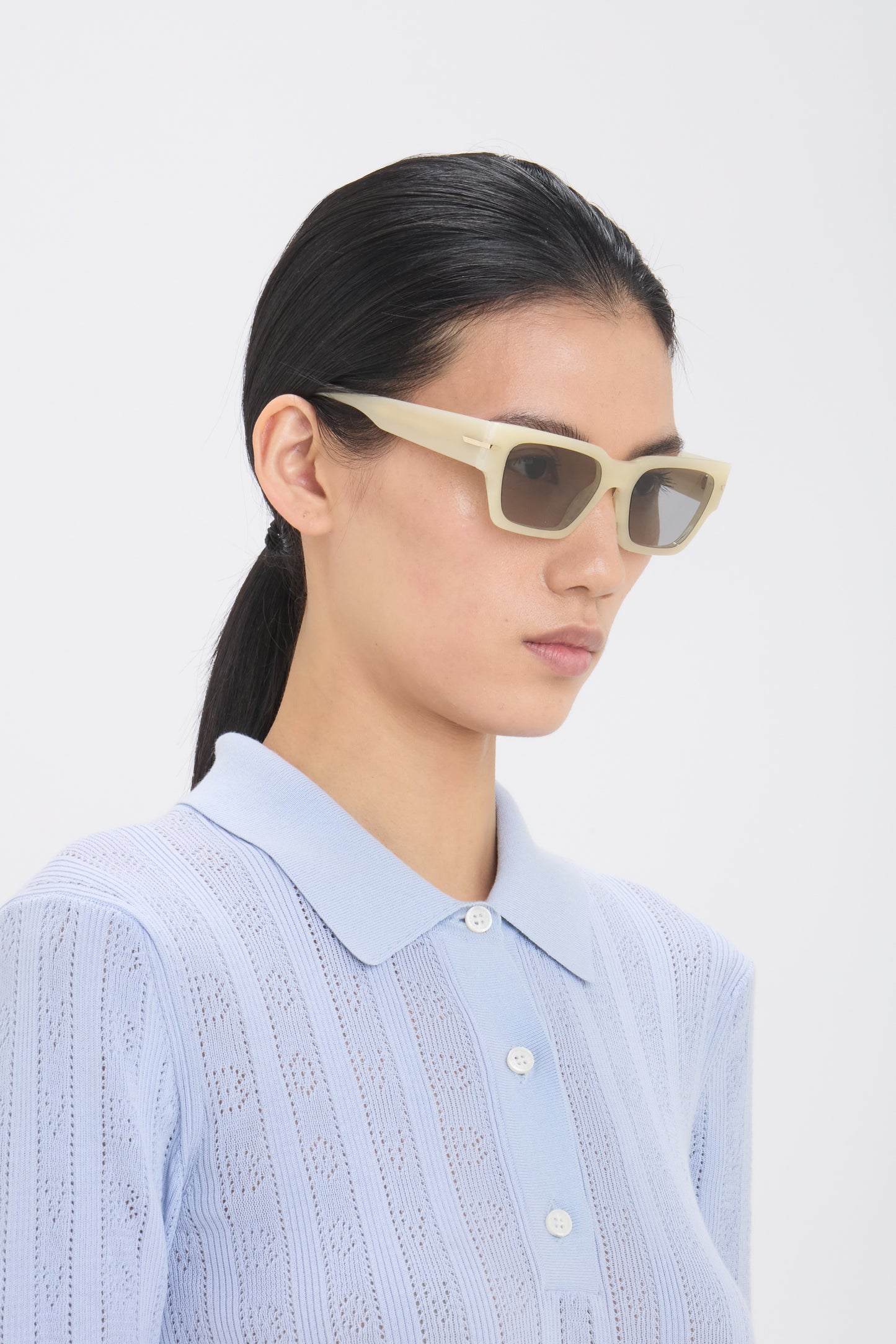 Acetate Sunglasses In Ivory Marble