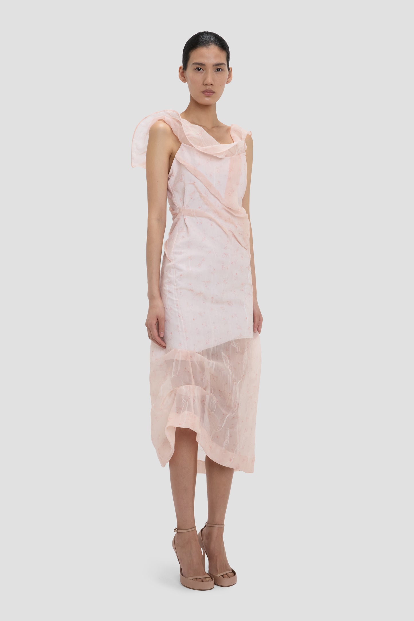 Hoop Midi Dress In Sketched Ditsy Blossom