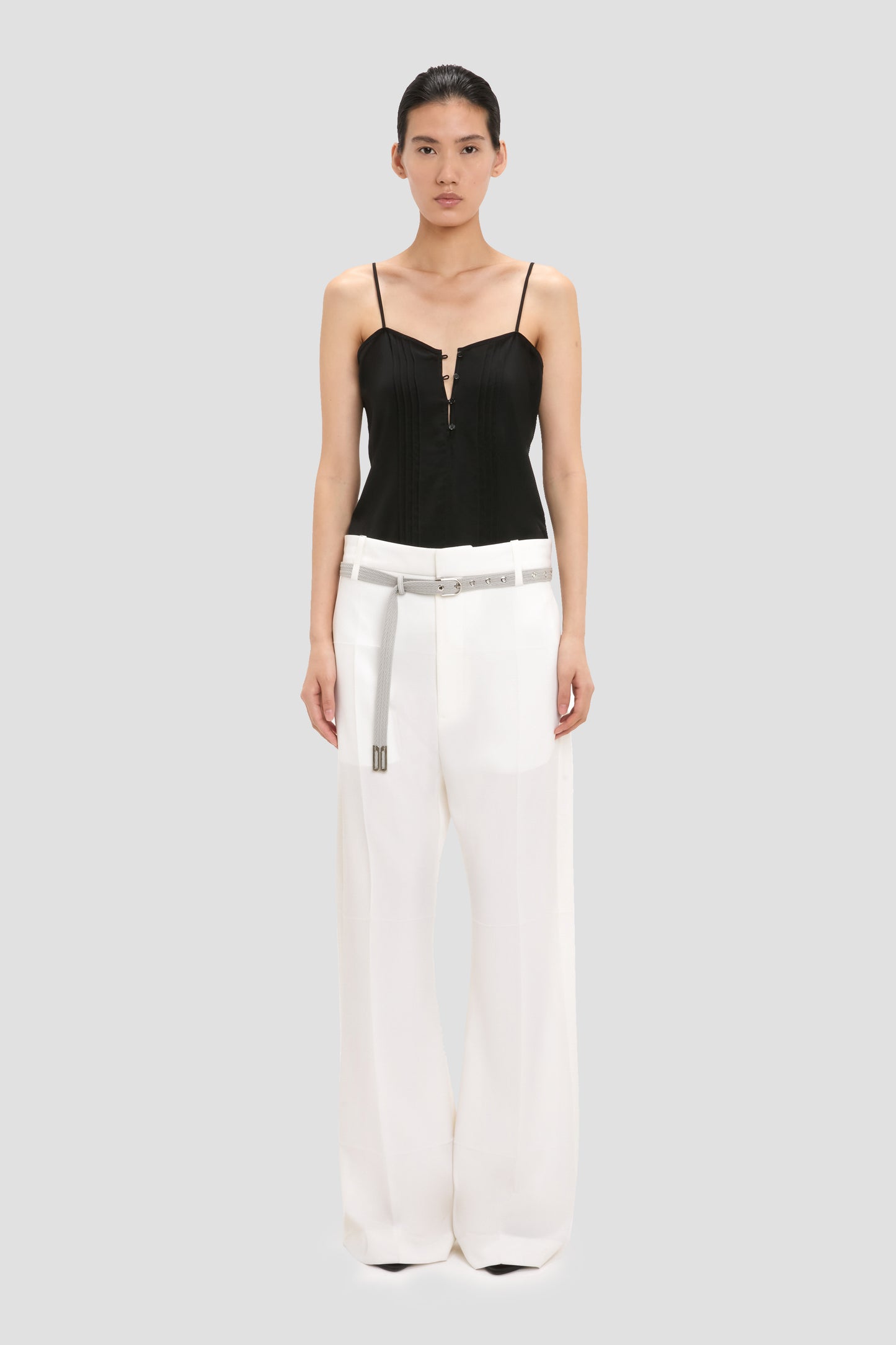 Straight Leg Folded Trouser In Off White