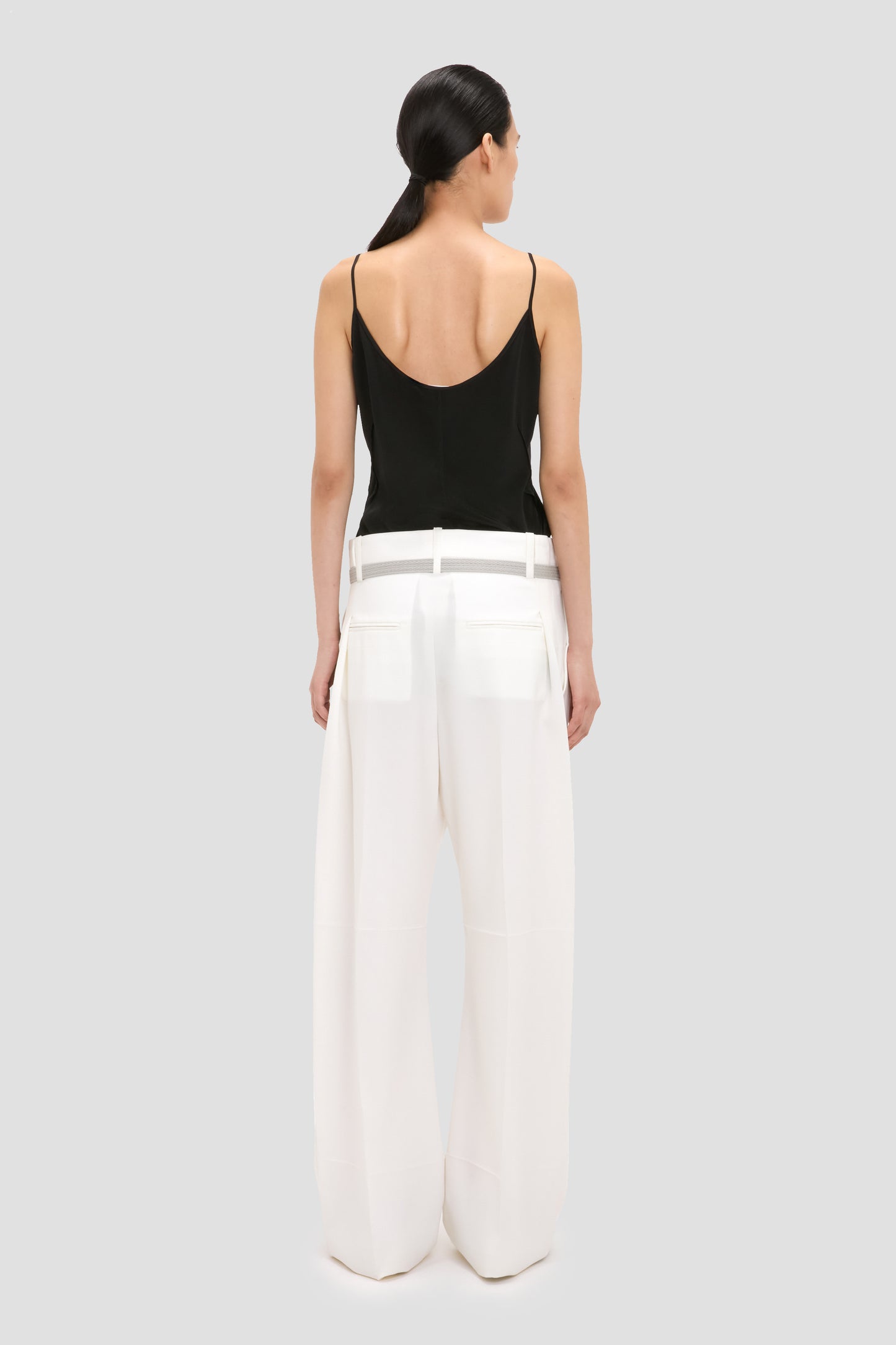 Straight Leg Folded Trouser In Off White