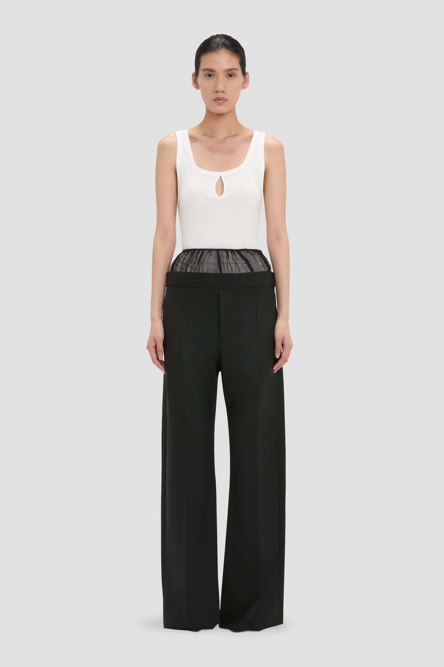 Sheer Panel Trouser In Black