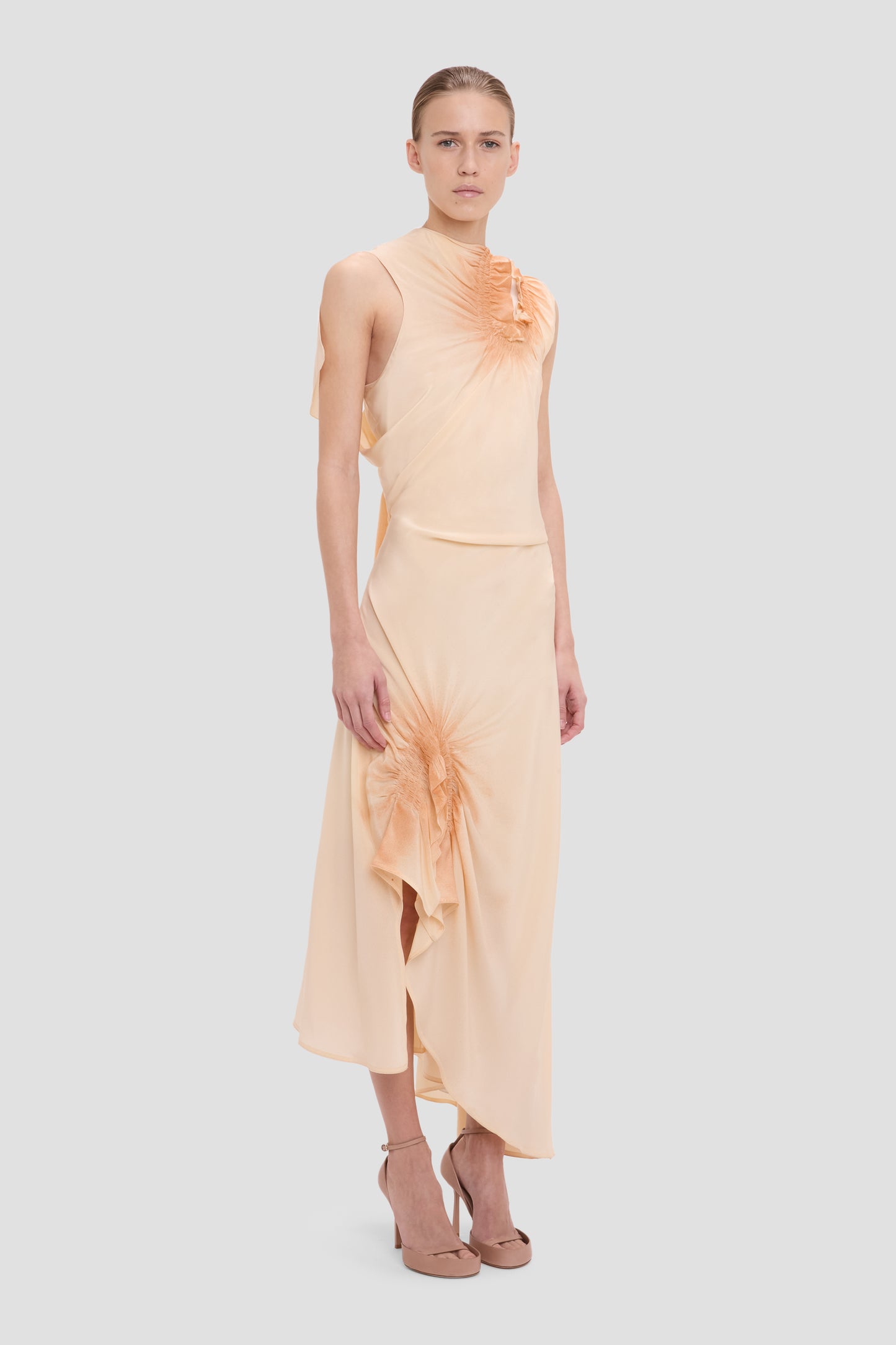 Smocked Dress In Sandstone
