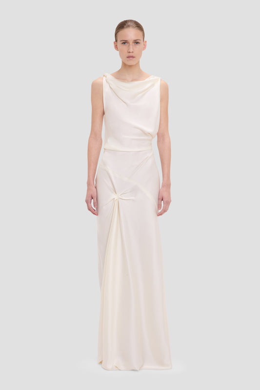 Off-Shoulder Gown In Ivory – Victoria Beckham UK