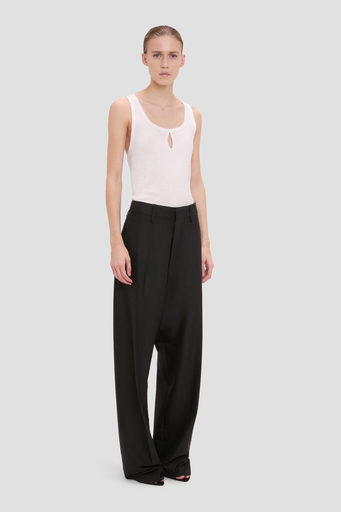 Curved Leg Trouser In Black